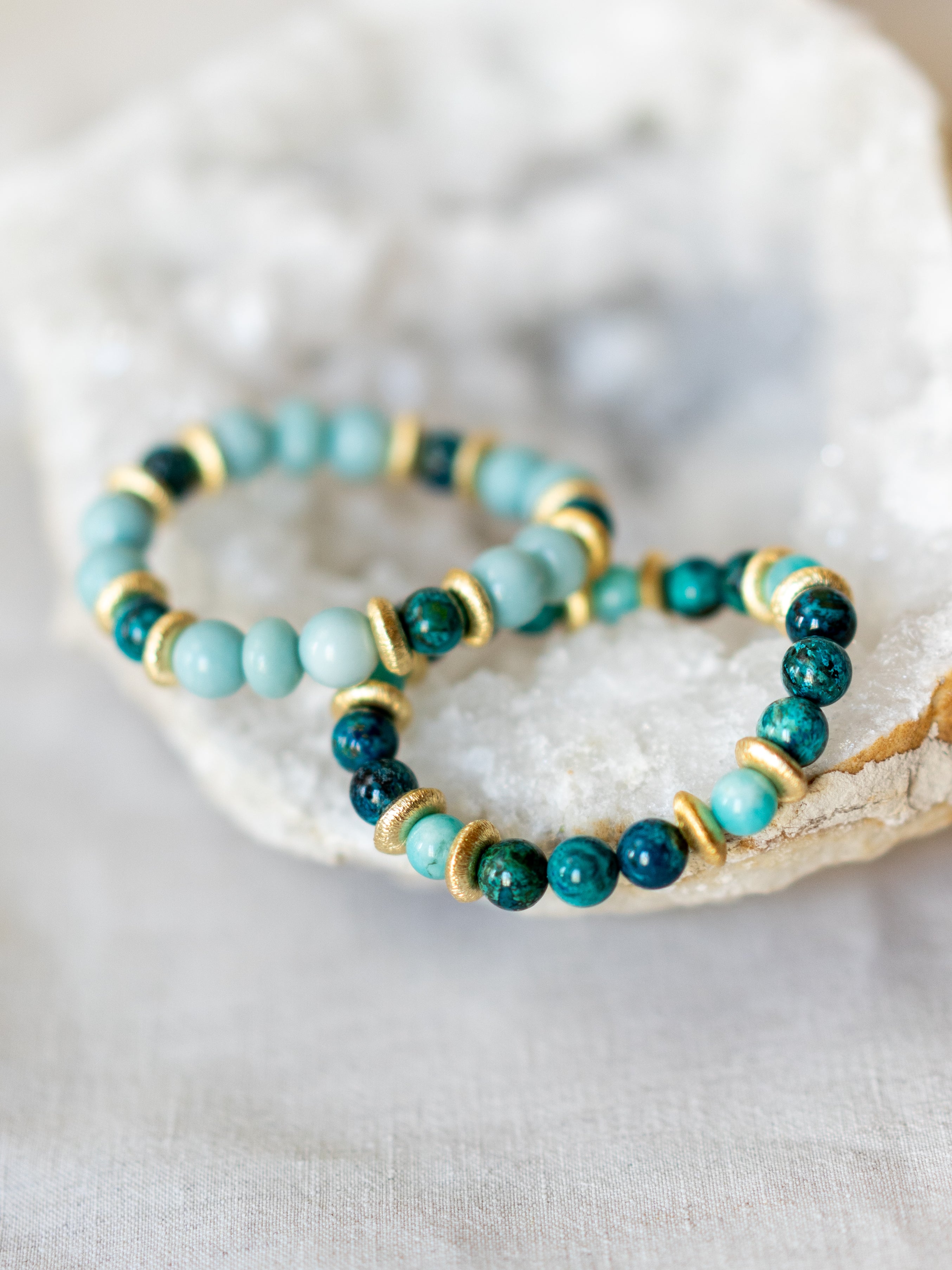 BRACELET AMAZONITE & CHRYSOCOLLE AZURITE