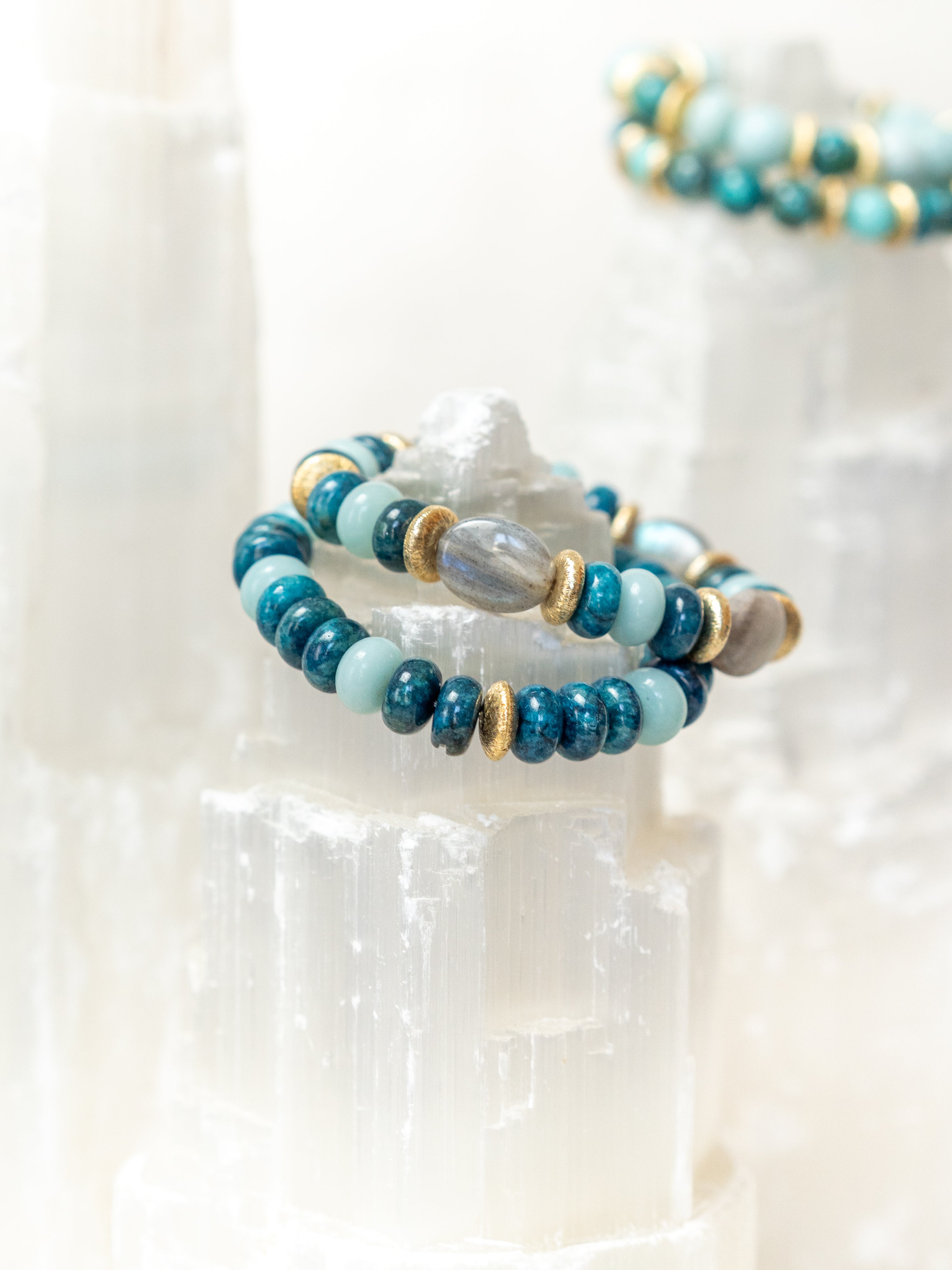BRACELET AMAZONITE & LABRADORITE & APATITE