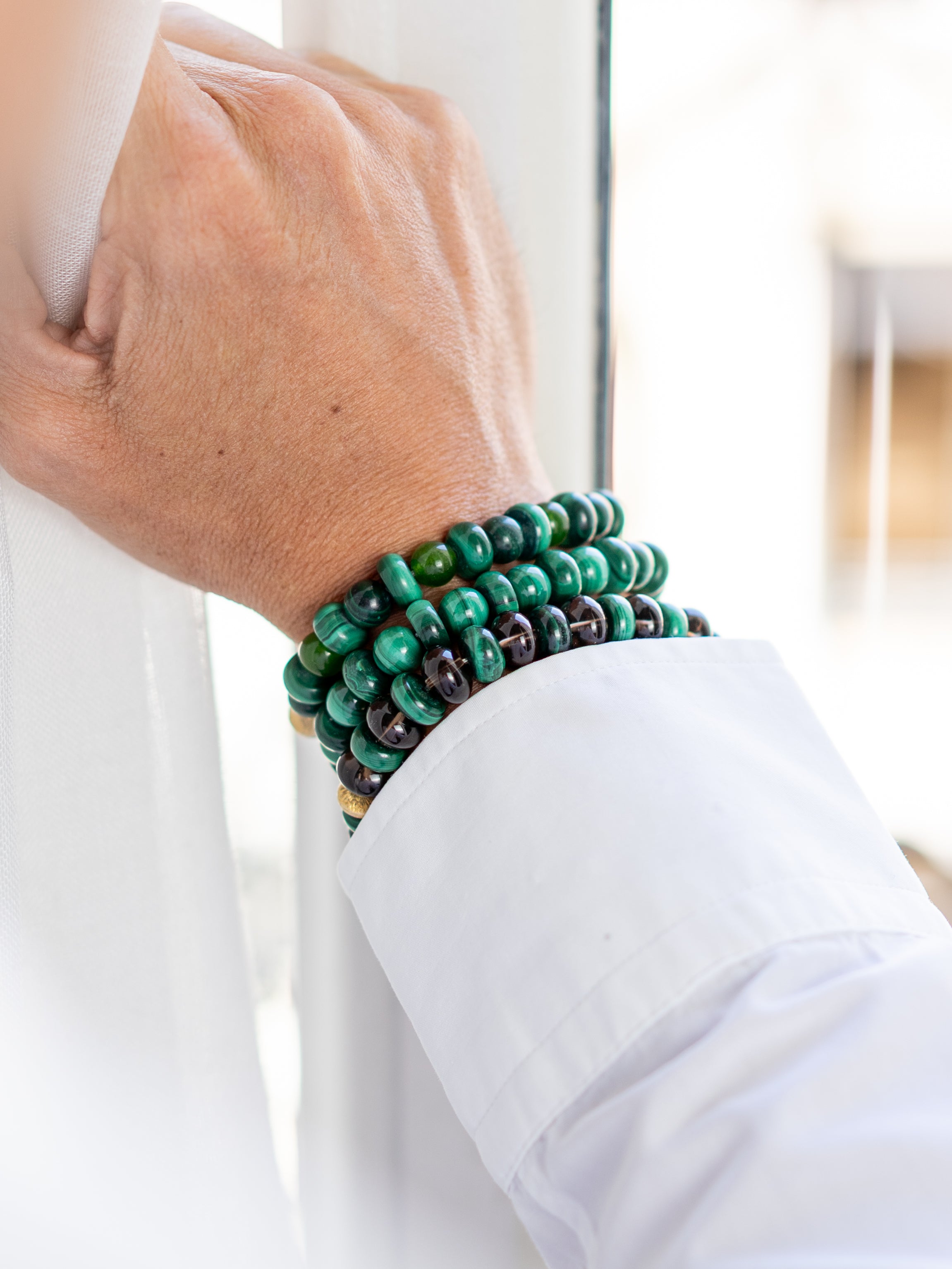 BRACELET JADE NÉPHRITE & MALACHITE