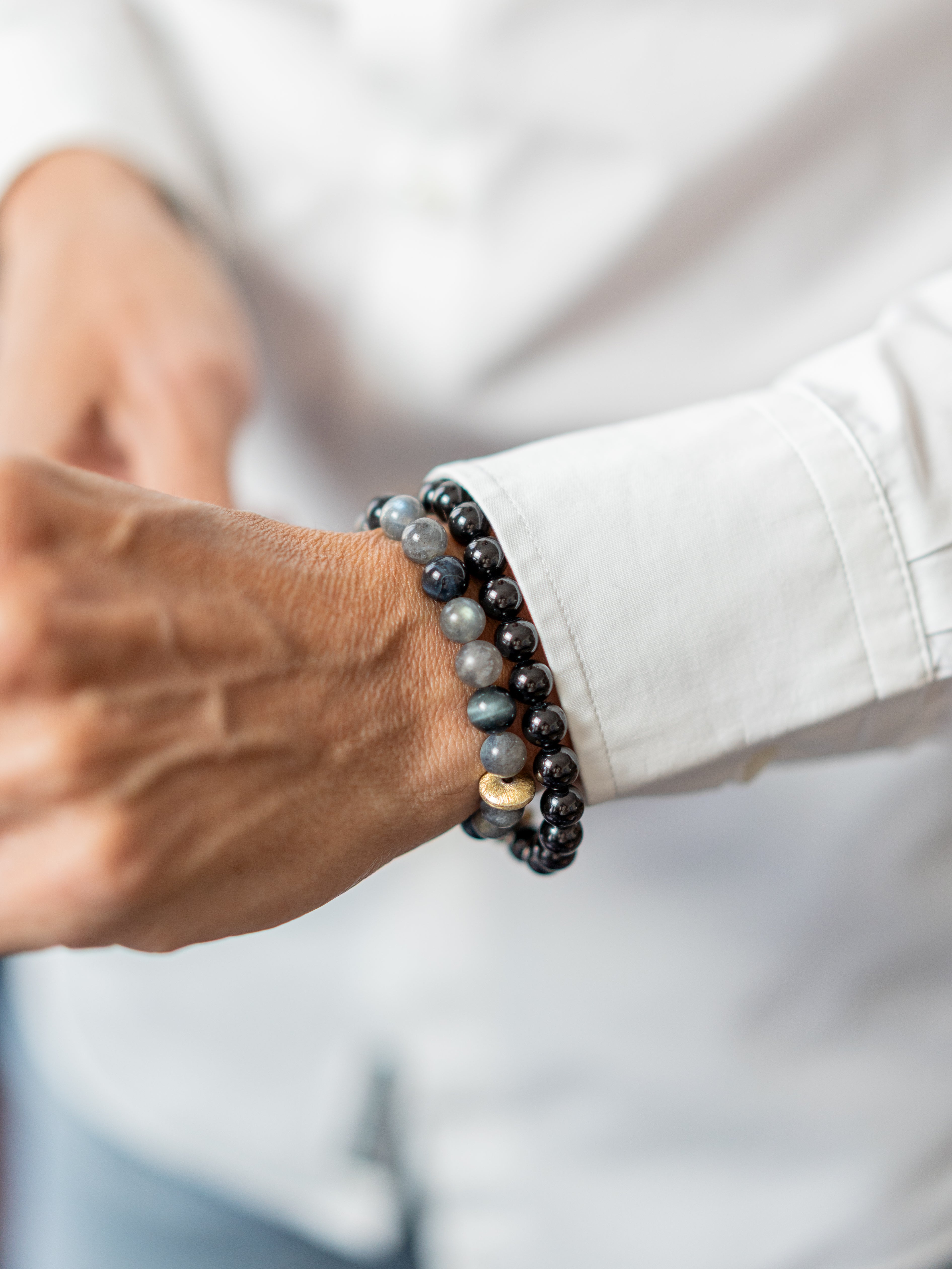 BRACELET LABRADORITE & OEIL DE FAUCON
