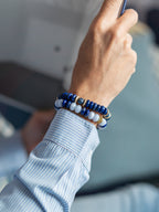 BRACELET CALCÉDOINE BLEUE & LAPIS LAZULI