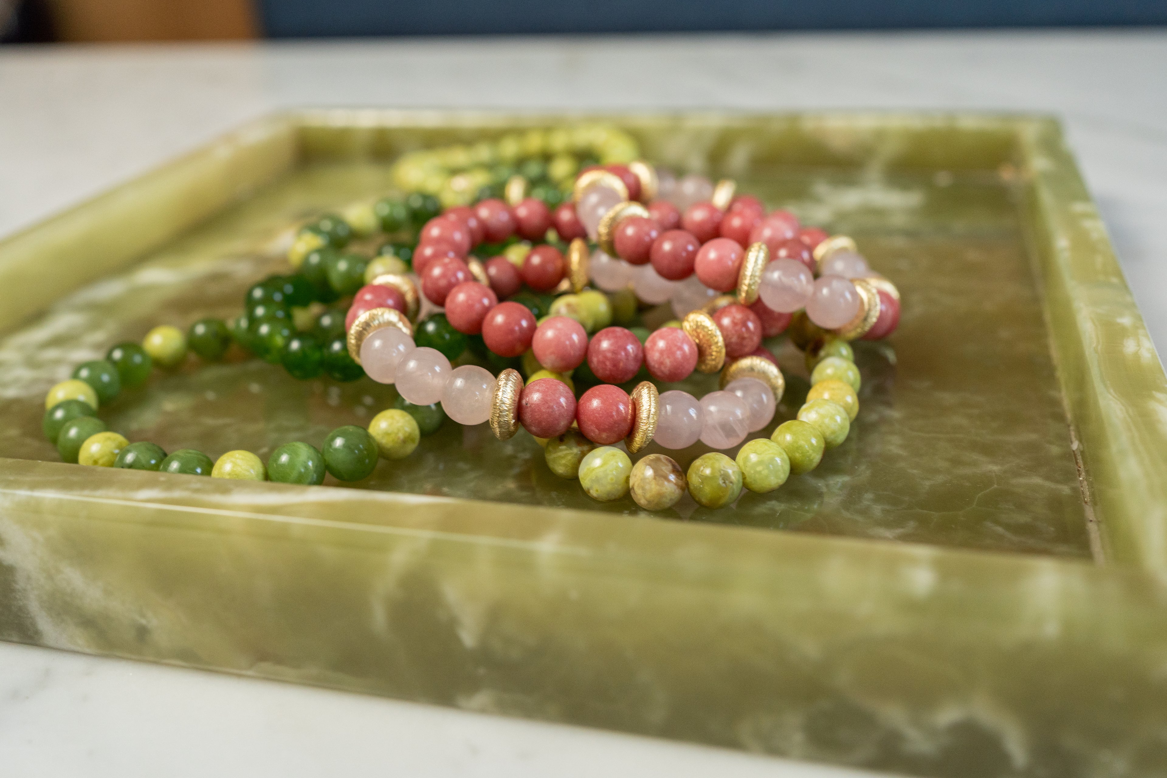 BRACELET THULITE & QUARTZ ROSE