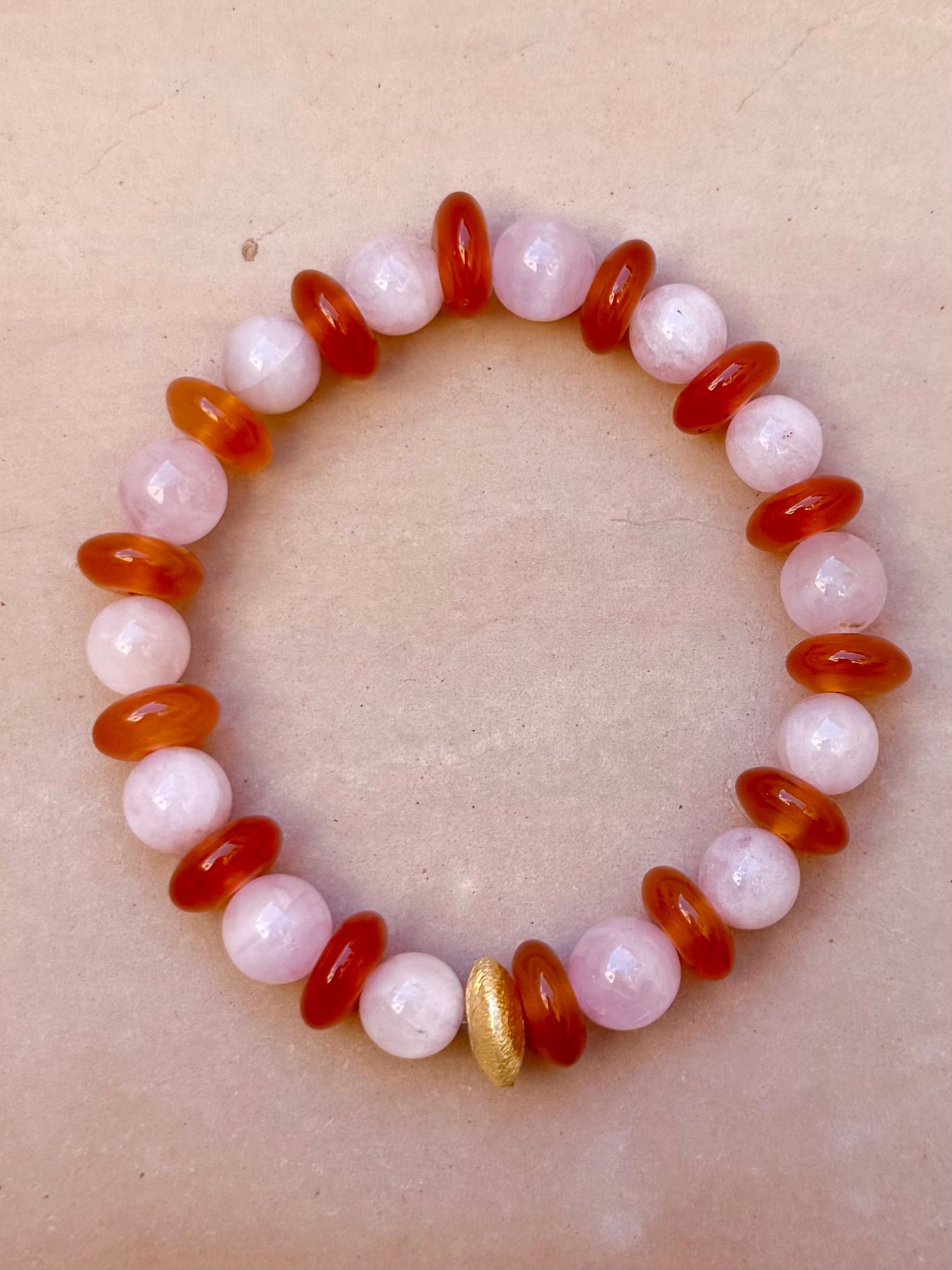 BRACELET CORNALINE & QUARTZ ROSE