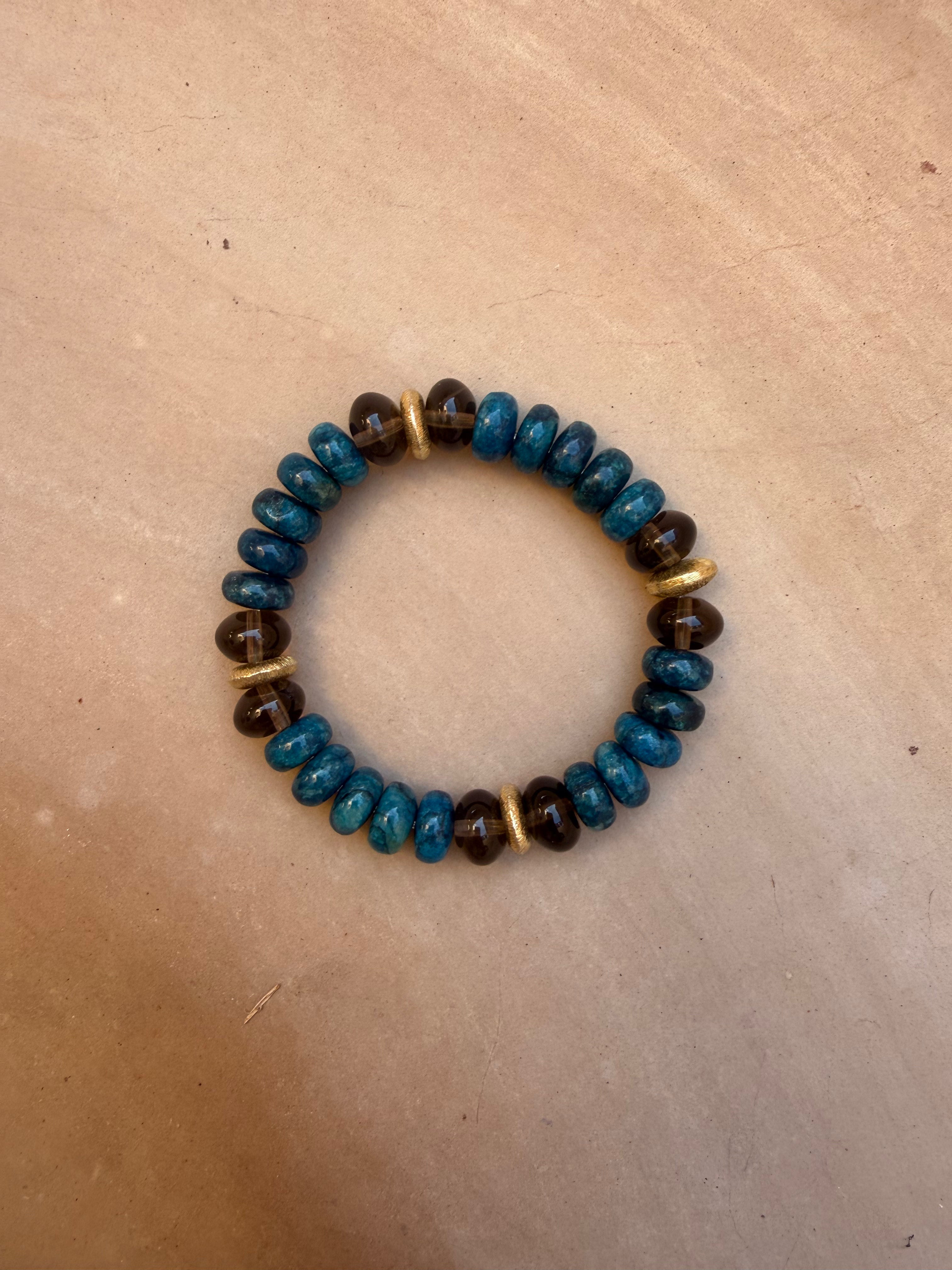 BRACELET QUARTZ FUMÉ & APATITE