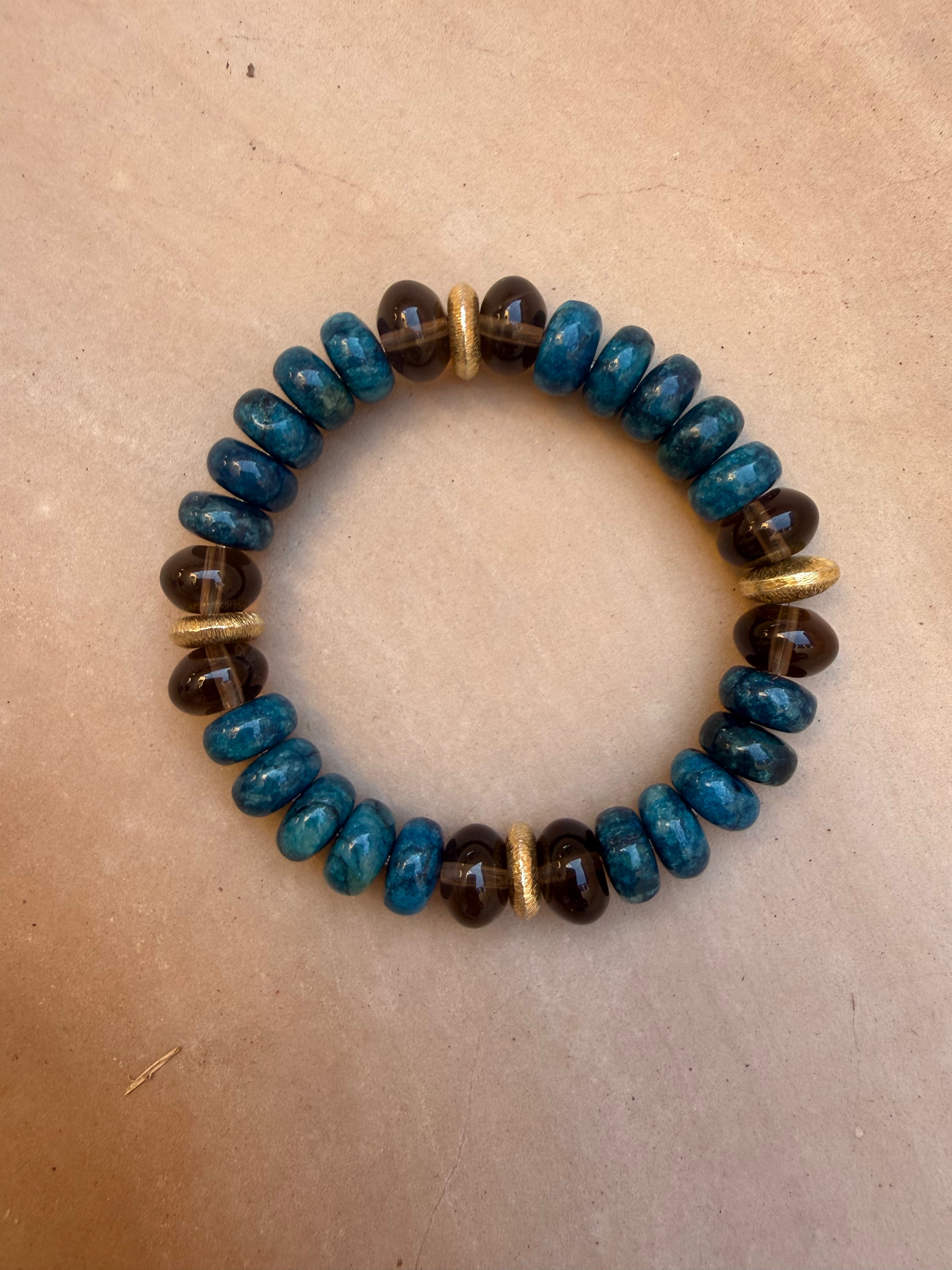 BRACELET QUARTZ FUMÉ & APATITE