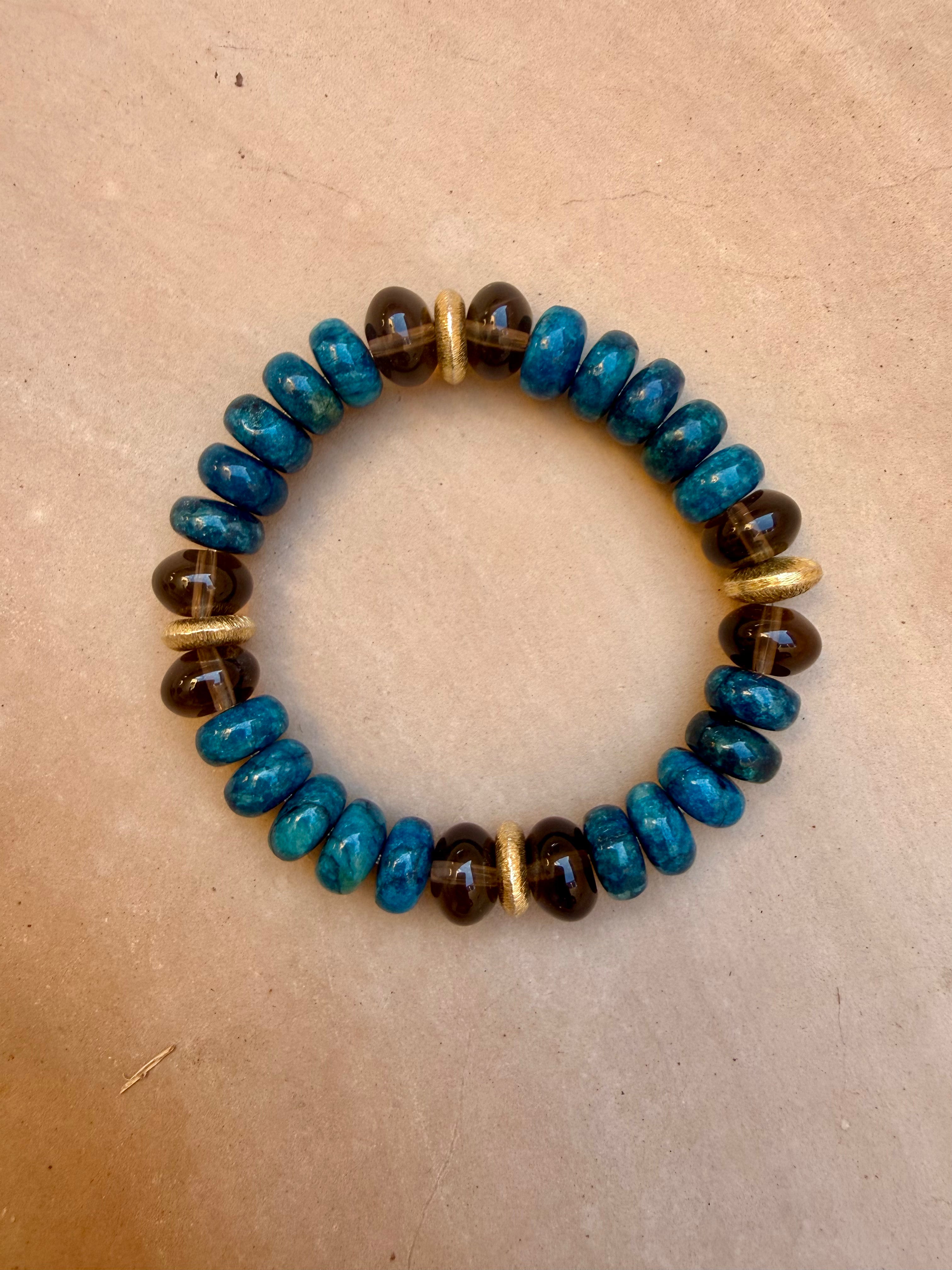 BRACELET QUARTZ FUMÉ & APATITE