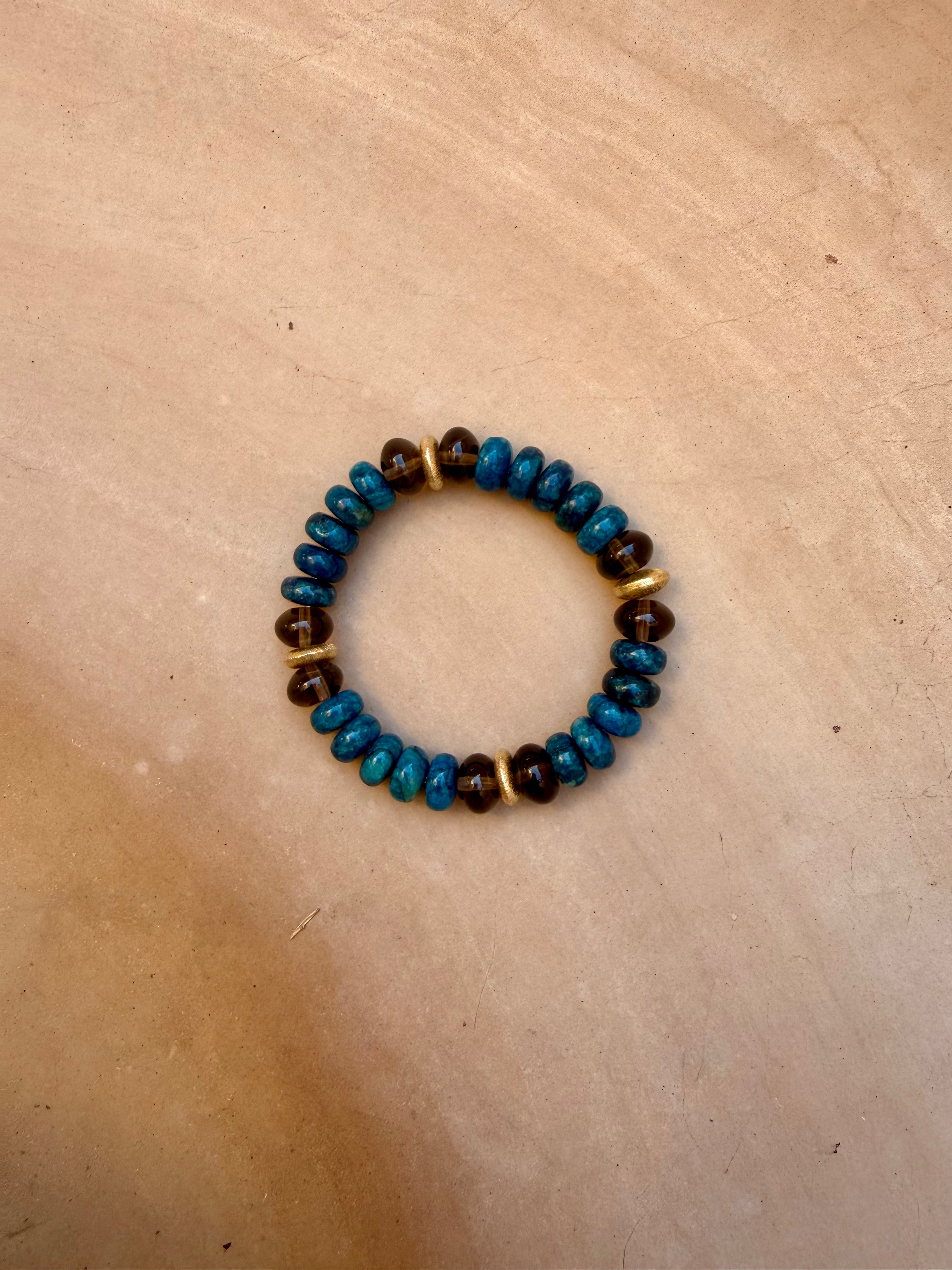 BRACELET QUARTZ FUMÉ & APATITE