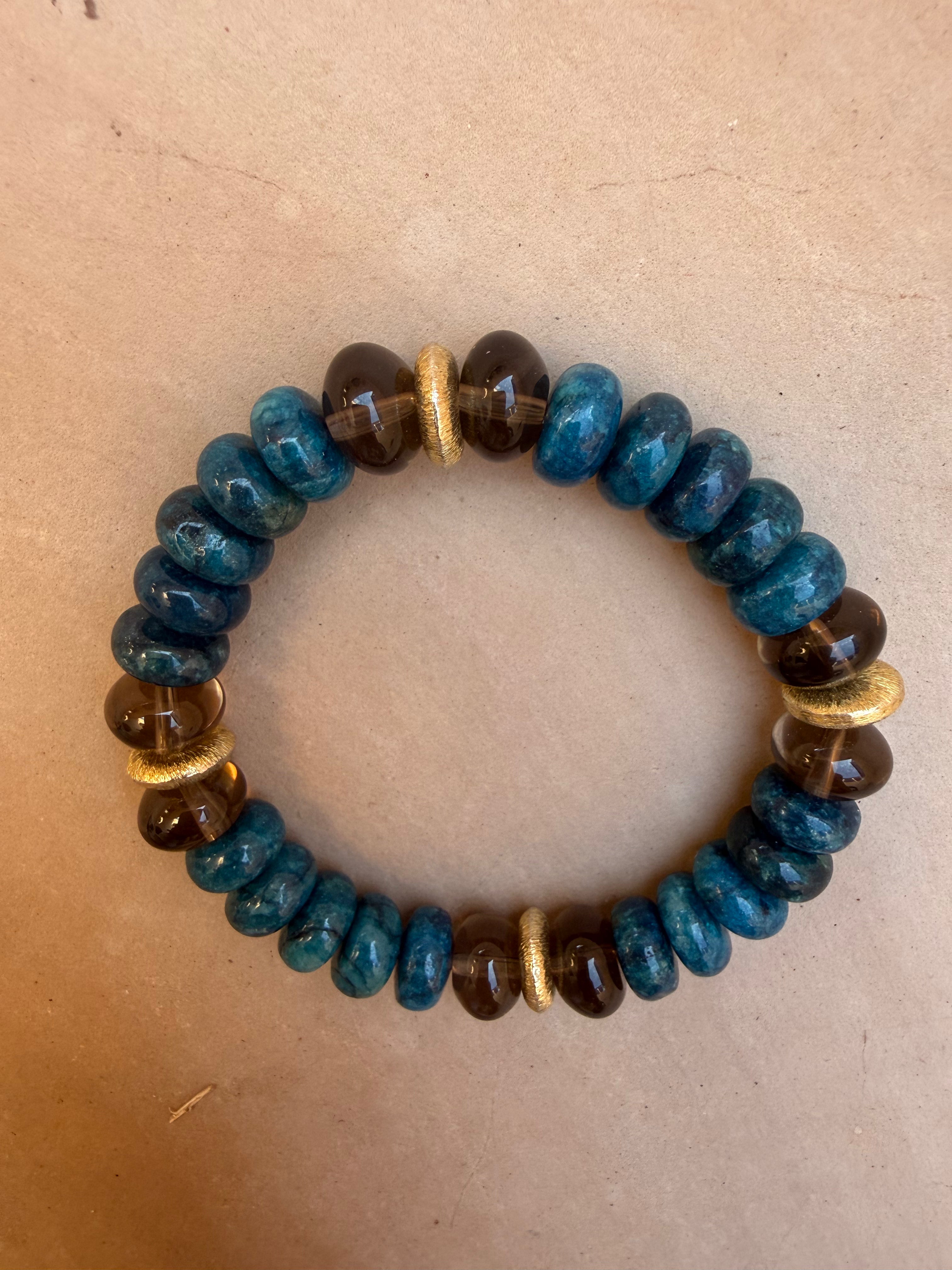 BRACELET QUARTZ FUMÉ & APATITE