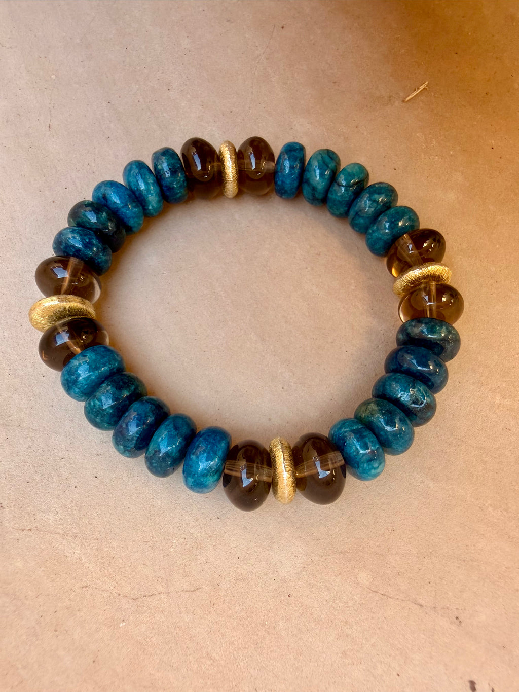 BRACELET QUARTZ FUMÉ & APATITE