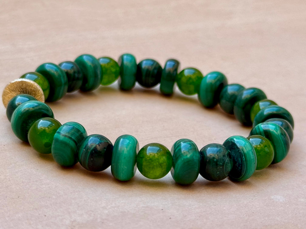 BRACELET JADE NÉPHRITE & MALACHITE