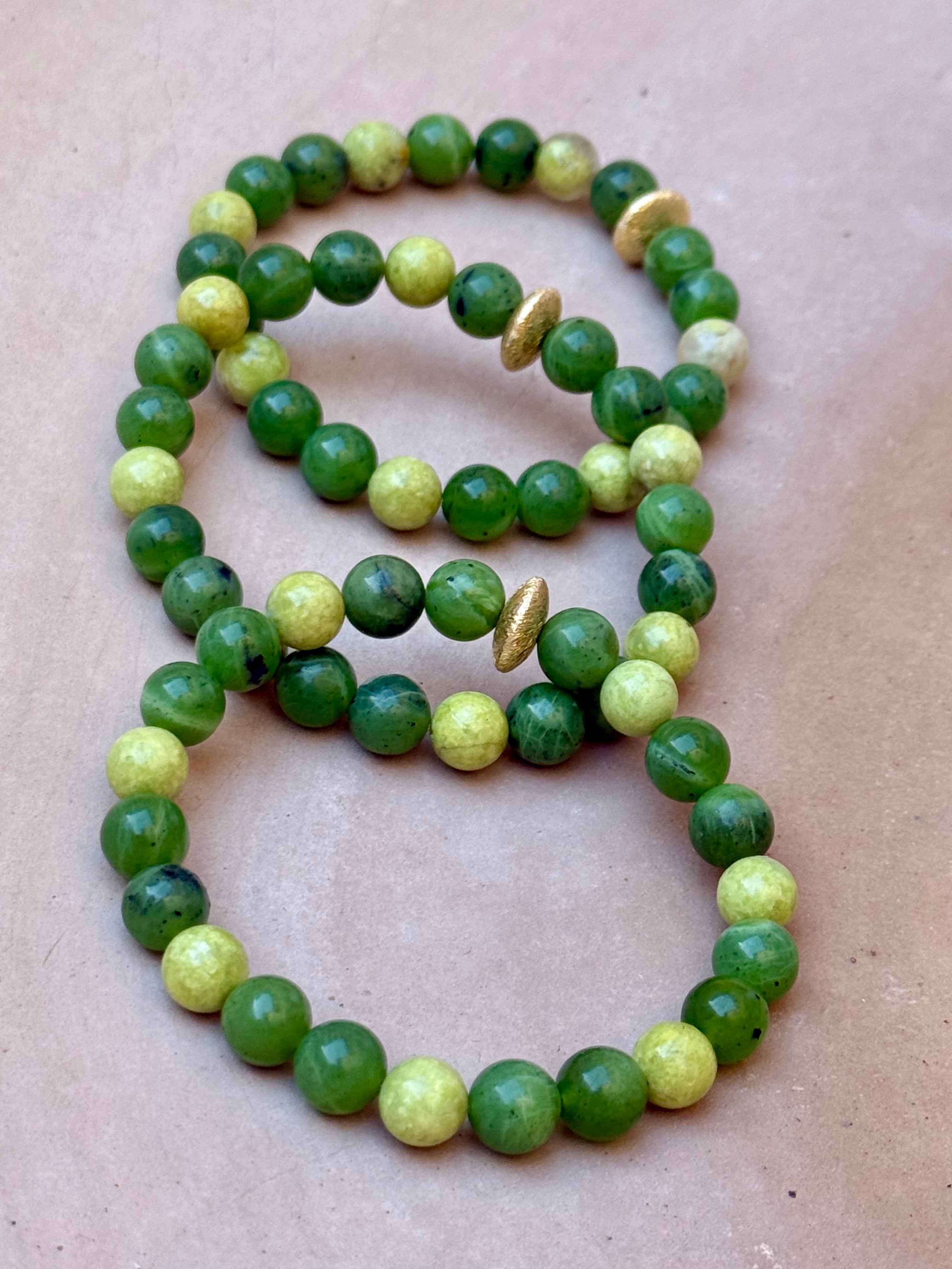 BRACELET OPALE VERTE & JADE NÉPHRITE