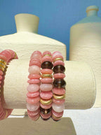 BRACELET RHODOCHROSITE & QUARTZ FUMÉ & AIGUE-MARINE