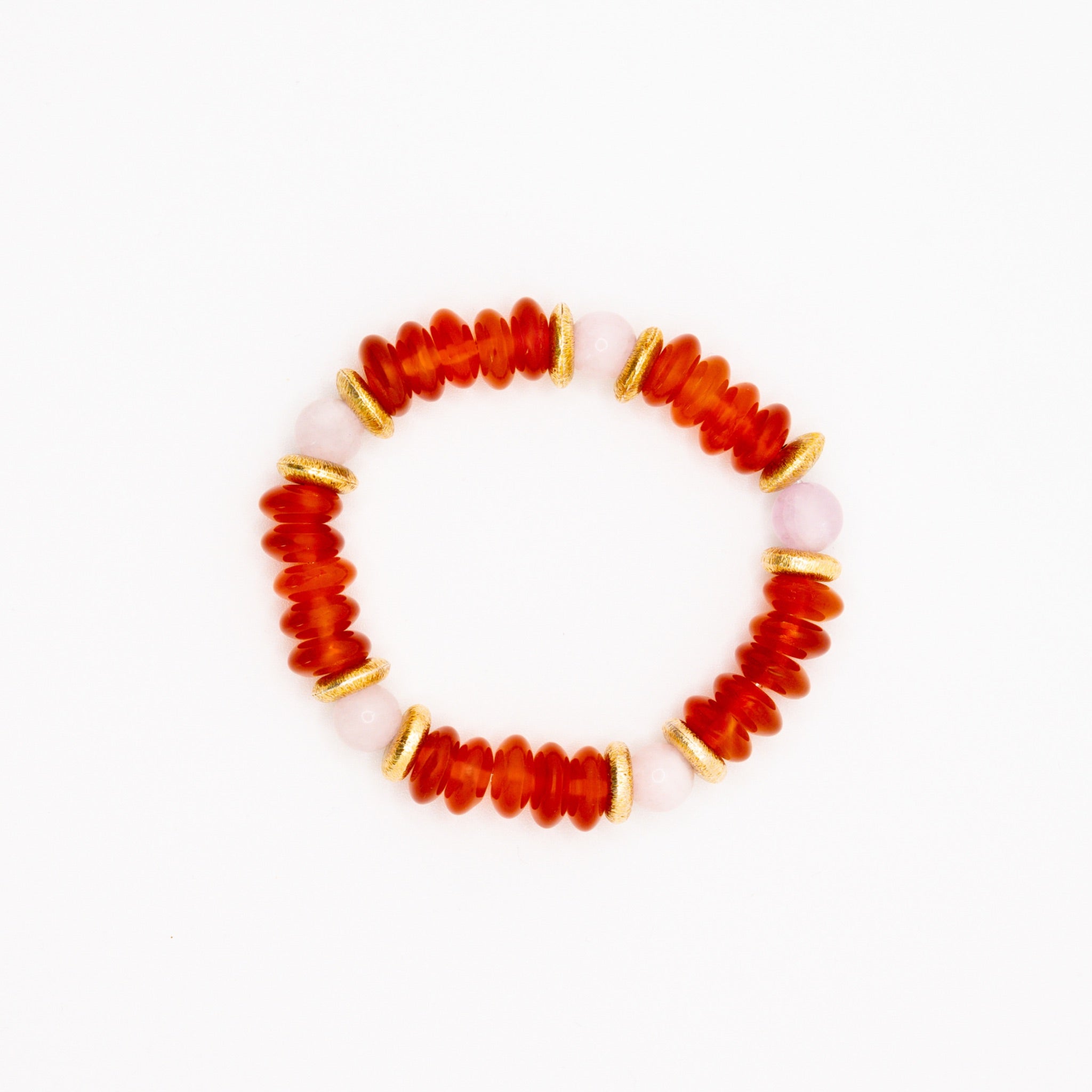 BRACELET CORNALINE & QUARTZ ROSE
