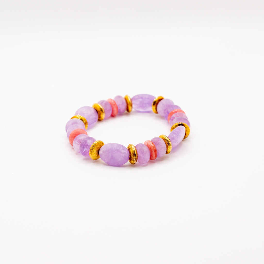 BRACELET AMÉTHYSTE & RHODOCHROSITE