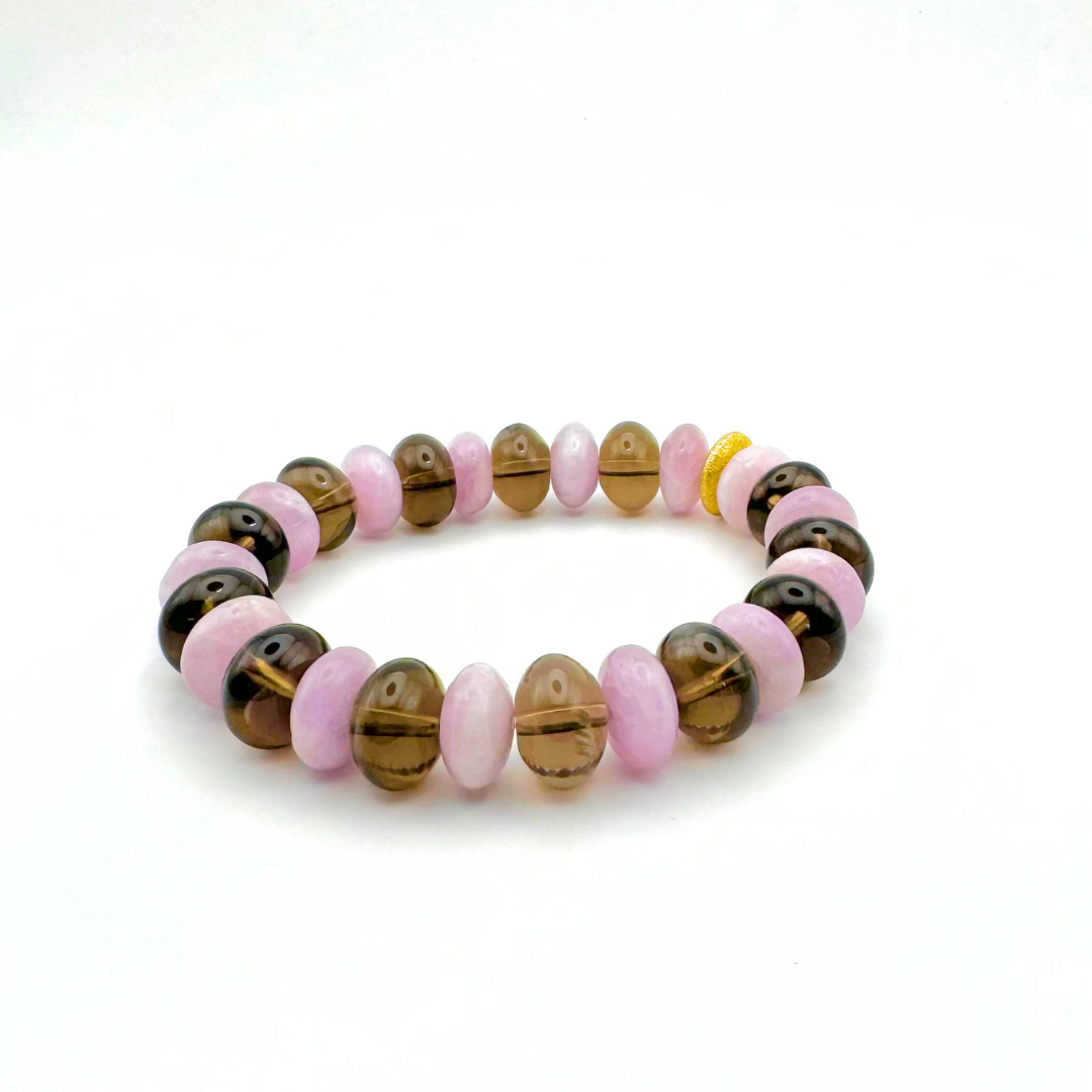 BRACELET KUNZITE & QUARTZ FUMÉ
