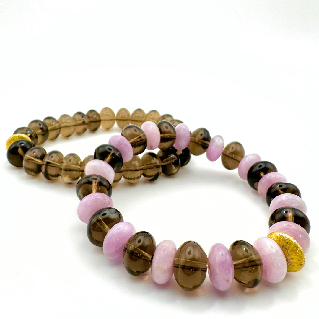 BRACELET KUNZITE & QUARTZ FUMÉ