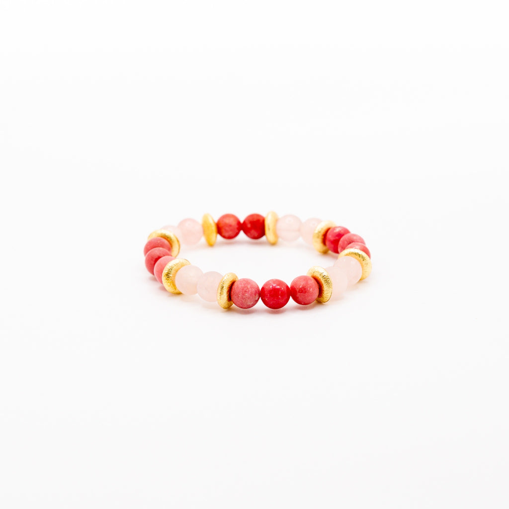 BRACELET THULITE & QUARTZ ROSE