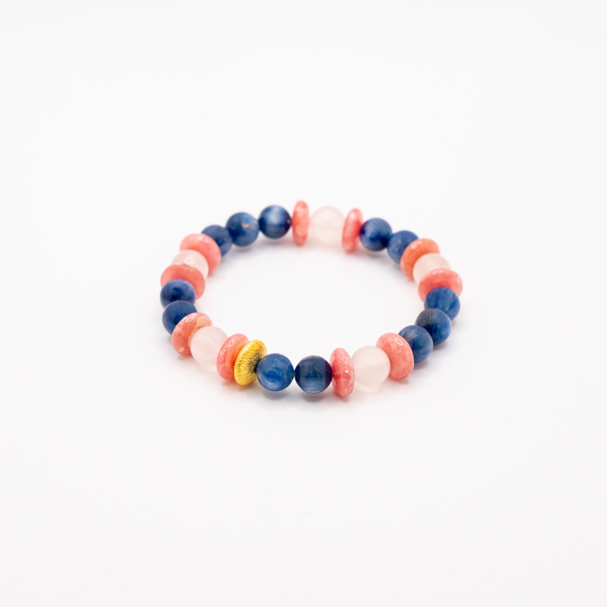 BRACELET QUARTZ ROSE & RHODOCHROSITE & CYANITE