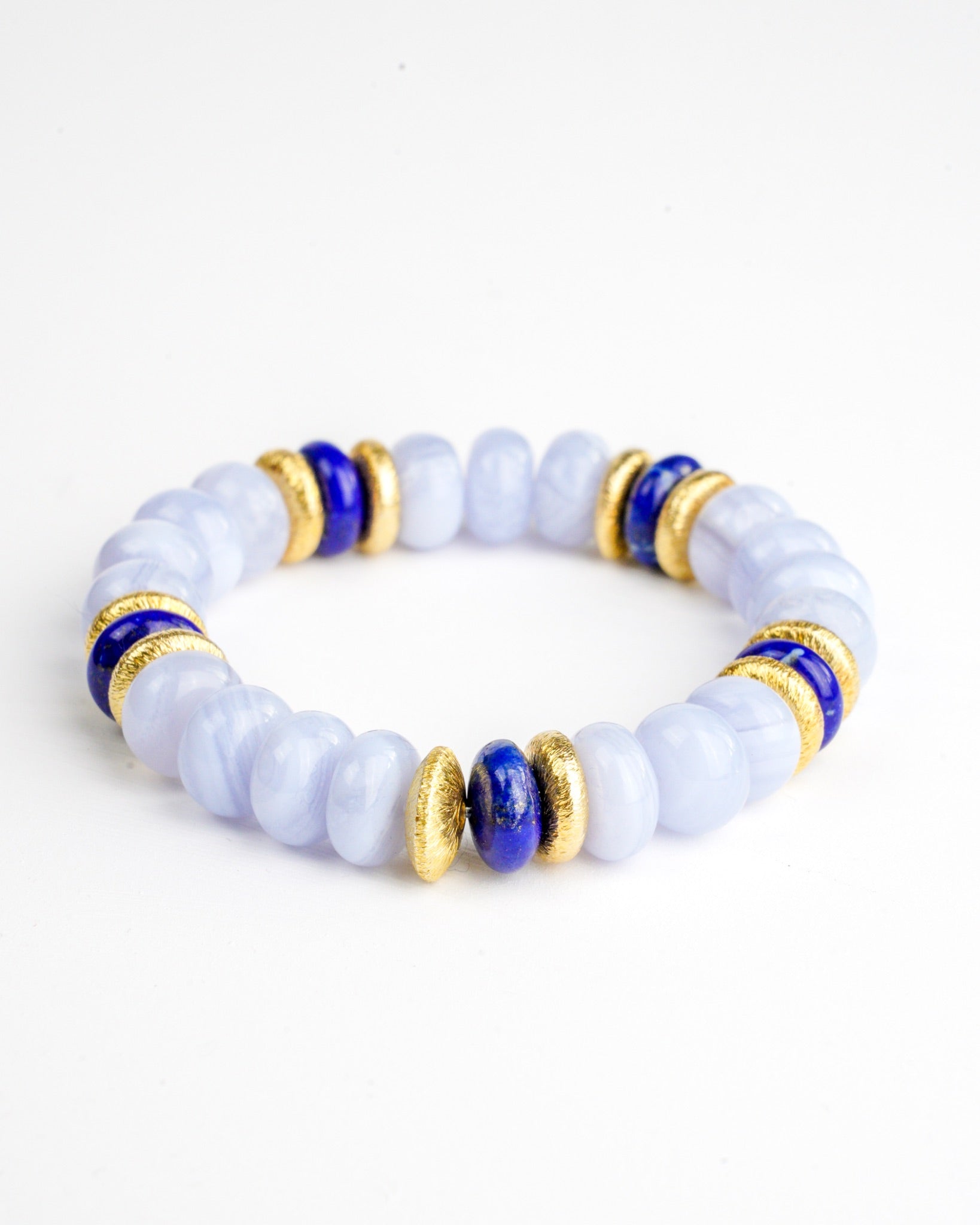 BRACELET CALCÉDOINE BLEUE & LAPIS LAZULI
