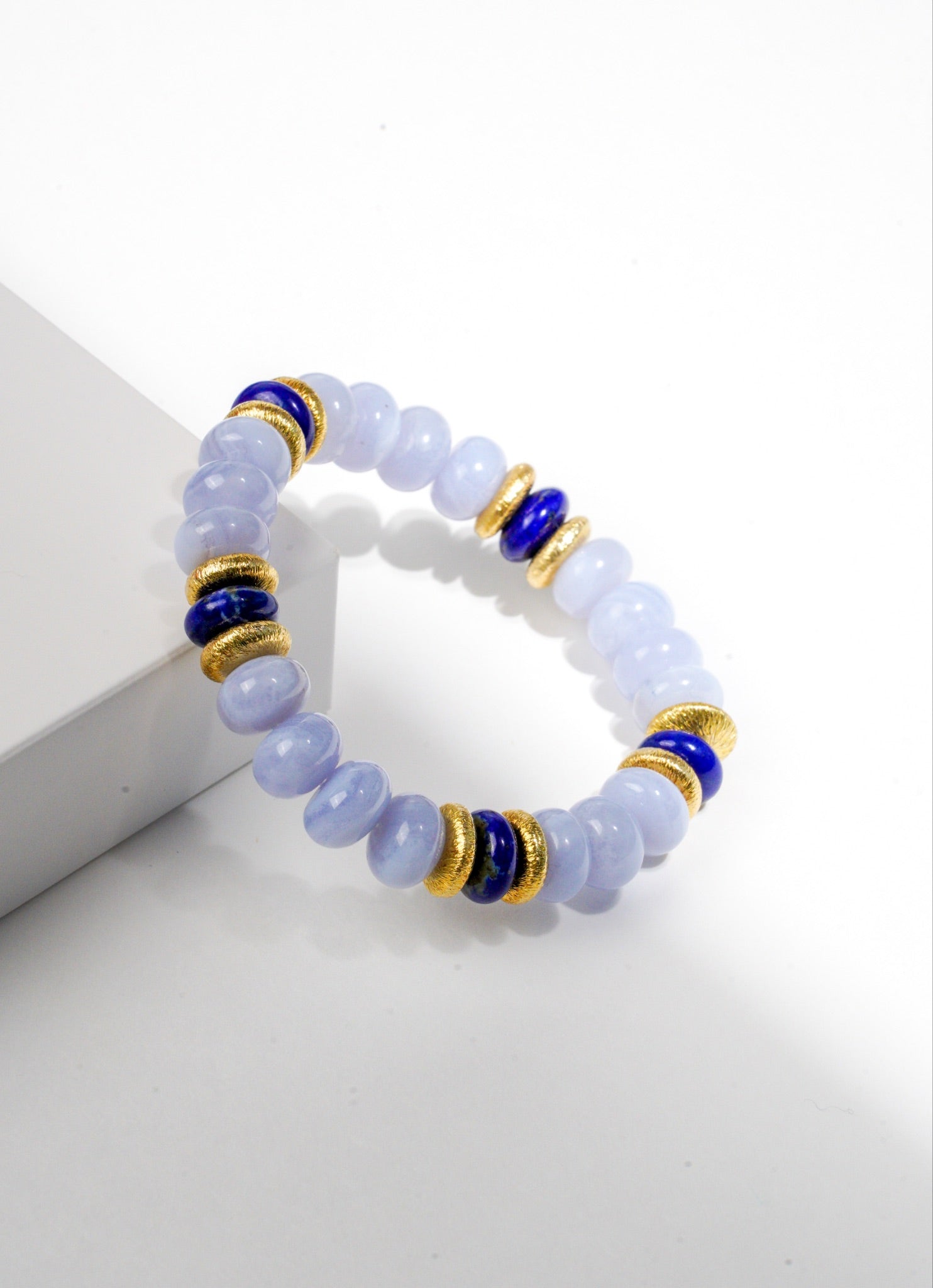 BRACELET CALCÉDOINE BLEUE & LAPIS LAZULI