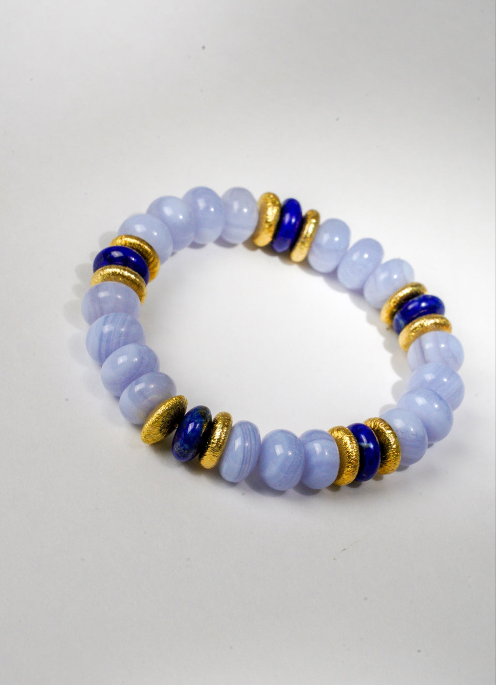 BRACELET CALCÉDOINE BLEUE & LAPIS LAZULI