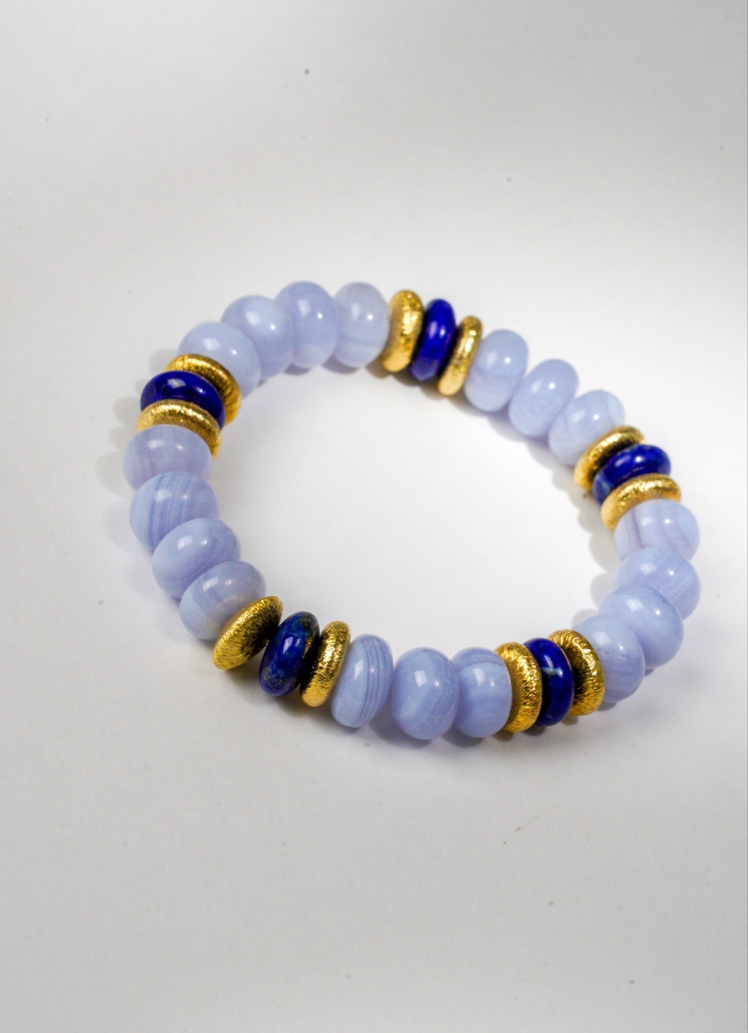 BRACELET CALCÉDOINE BLEUE & LAPIS LAZULI
