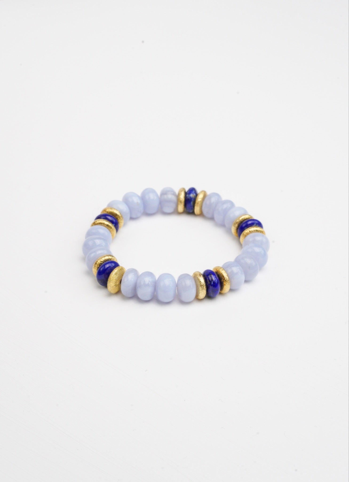 BRACELET CALCÉDOINE BLEUE & LAPIS LAZULI