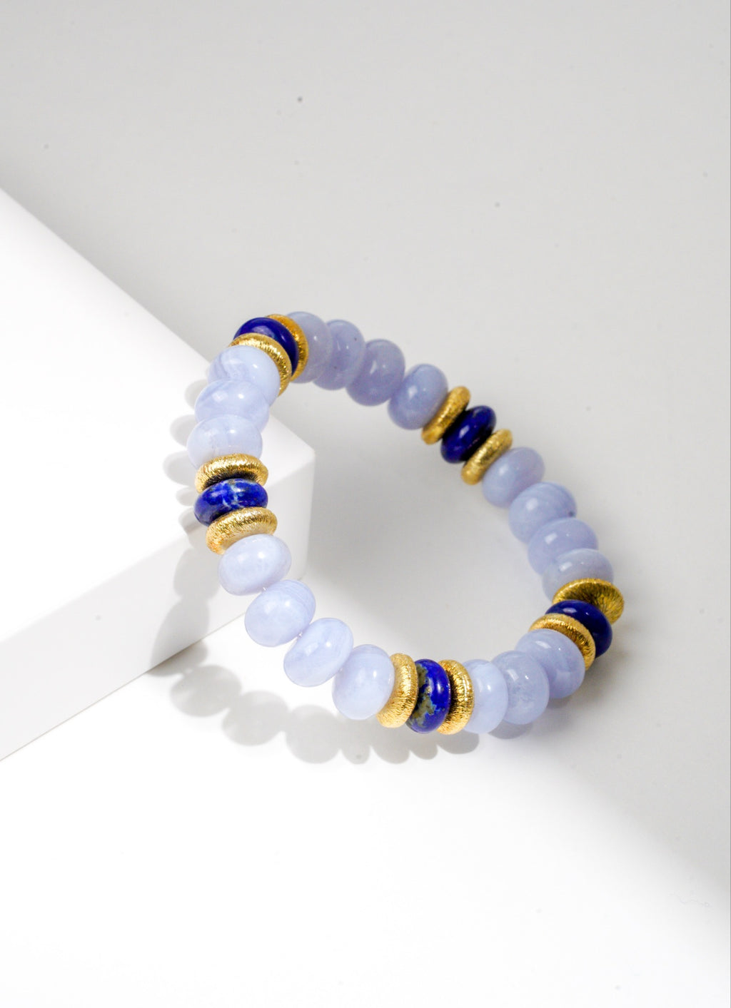 BRACELET CALCÉDOINE BLEUE & LAPIS LAZULI
