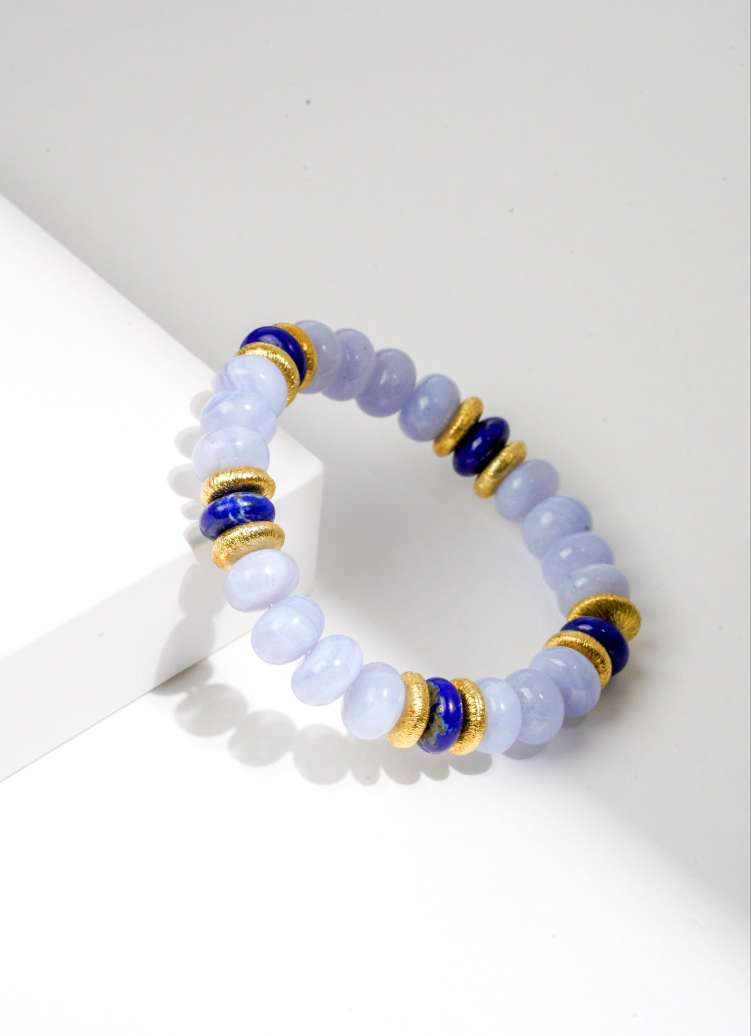BRACELET CALCÉDOINE BLEUE & LAPIS LAZULI