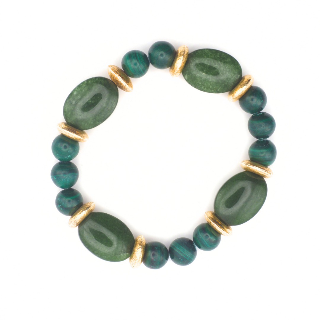 BRACELET JADE NÉPHRITE & MALACHITE