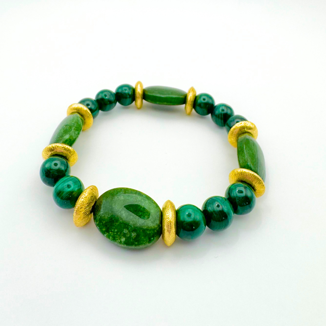 BRACELET JADE NÉPHRITE & MALACHITE