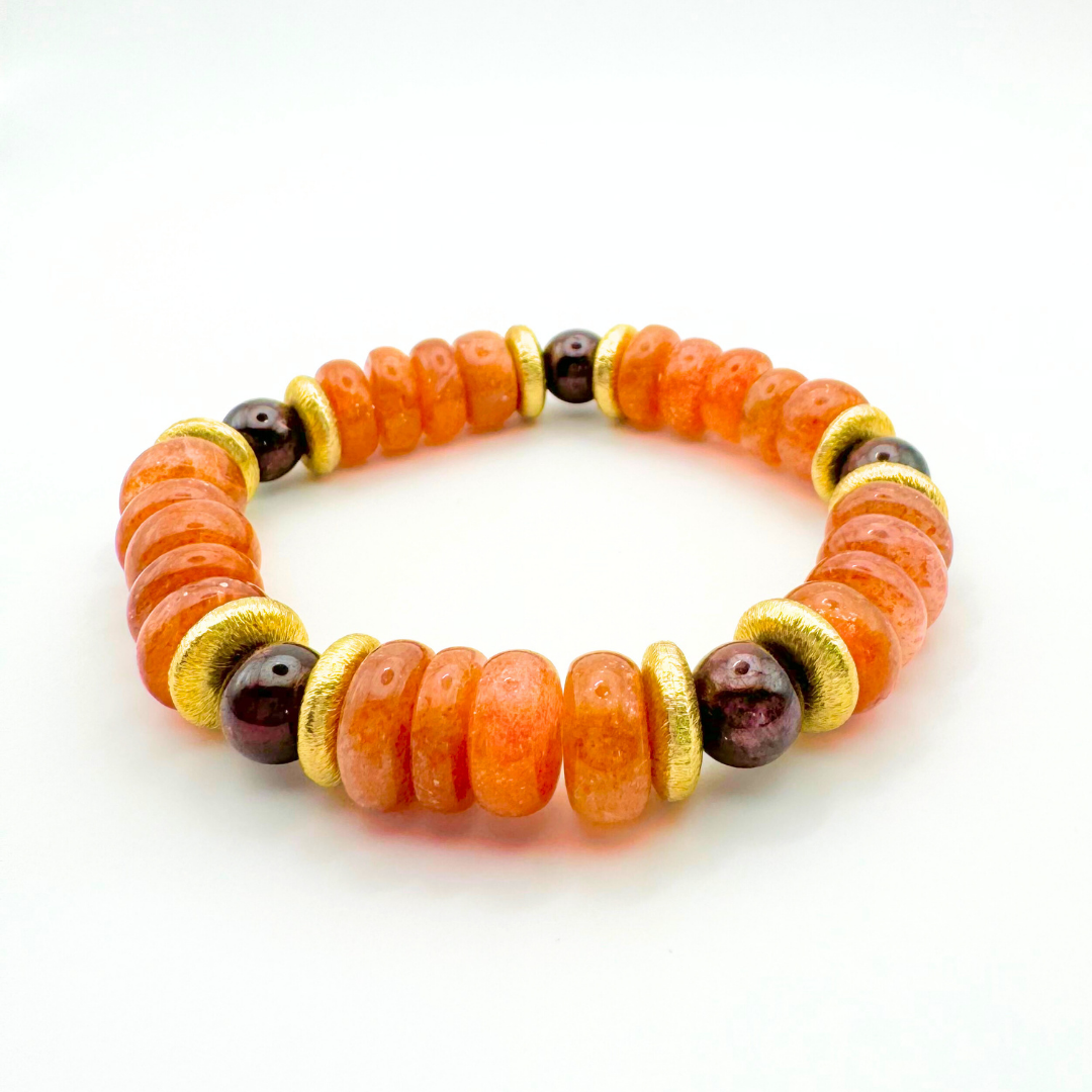 BRACELET PIERRE DE SOLEIL & GRENAT ALMANDIN ET PYROPE
