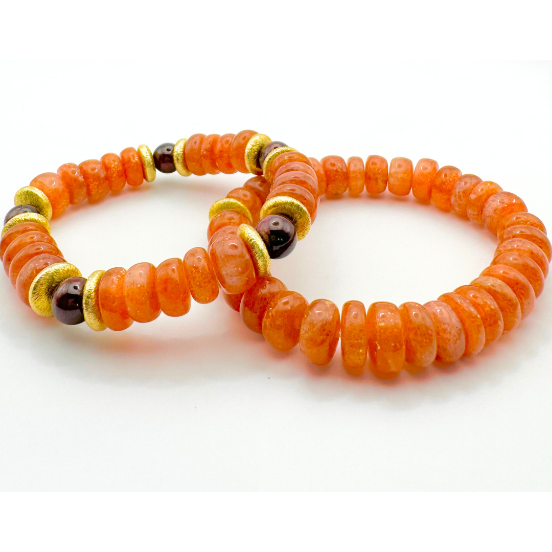 BRACELET PIERRE DE SOLEIL & GRENAT ALMANDIN ET PYROPE