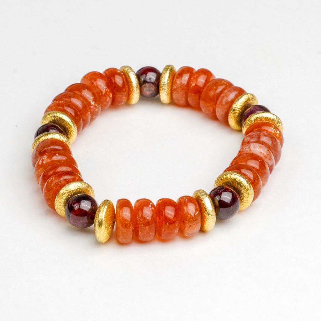 BRACELET PIERRE DE SOLEIL & GRENAT ALMANDIN ET PYROPE