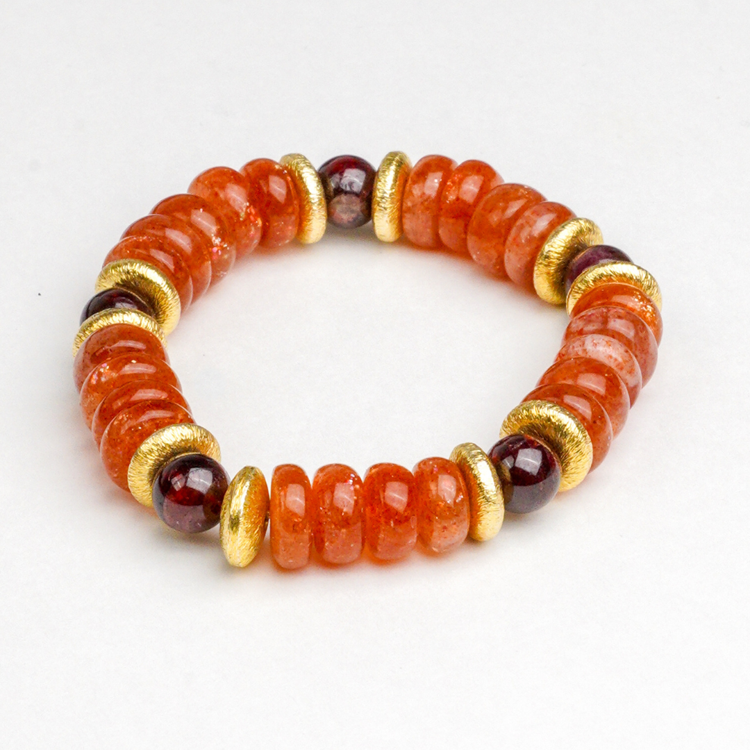 BRACELET PIERRE DE SOLEIL & GRENAT ALMANDIN ET PYROPE