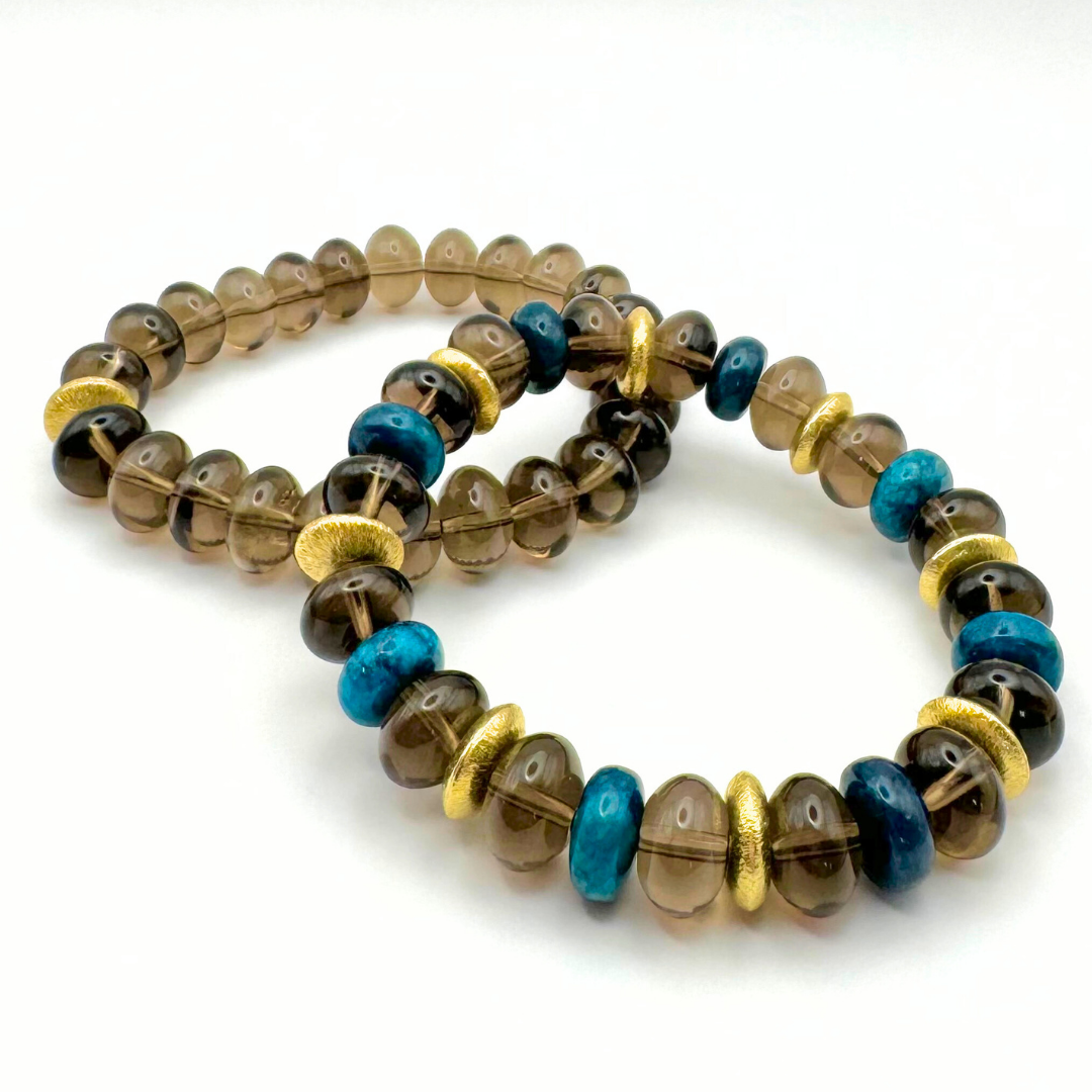 BRACELET QUARTZ FUMÉ & APATITE