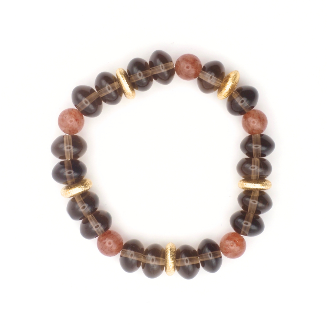 BRACELET QUARTZ FUMÉ & QUARTZ FRAMBOISE