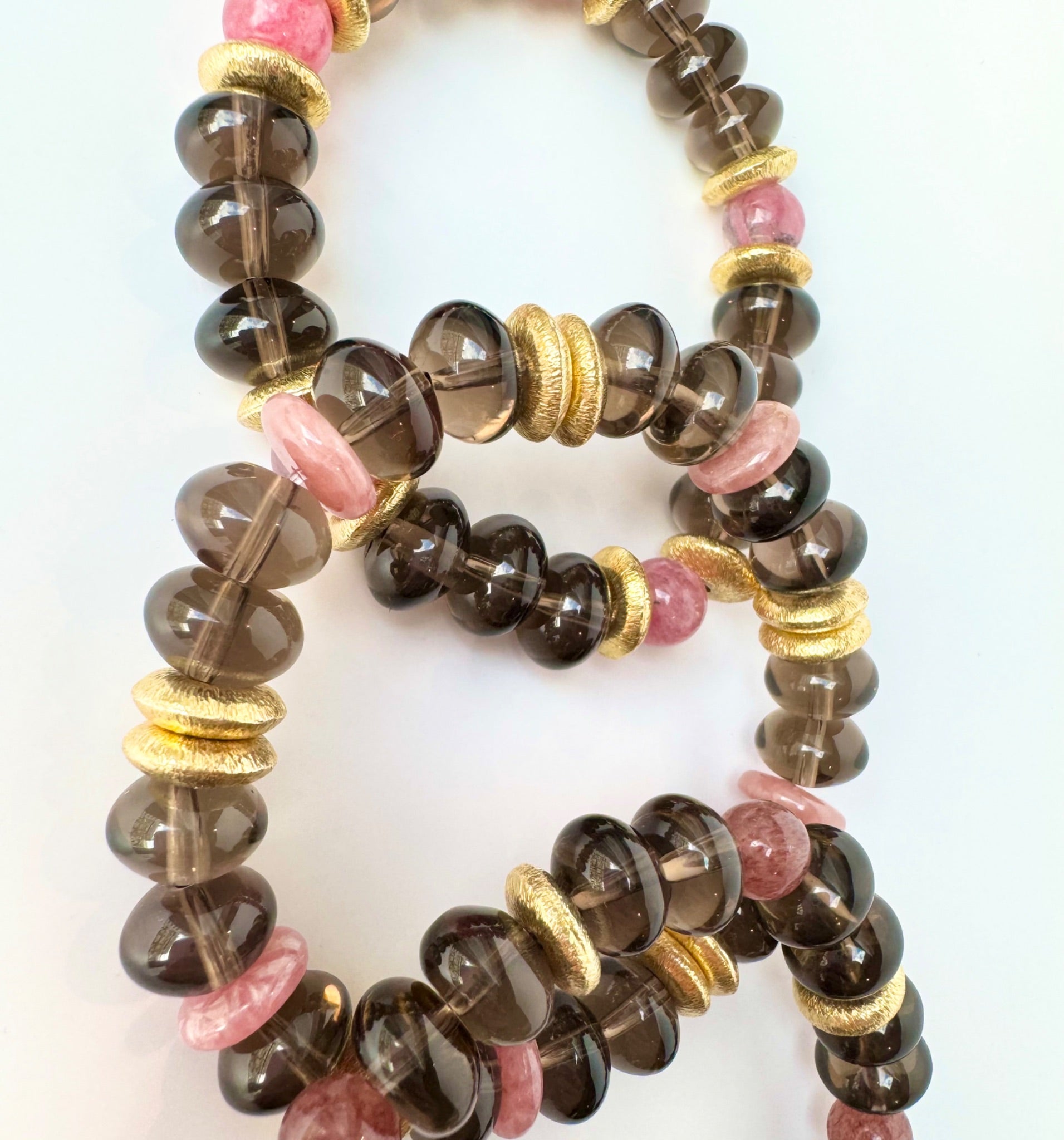 BRACELET QUARTZ FUMÉ & RHODOCHROSITE