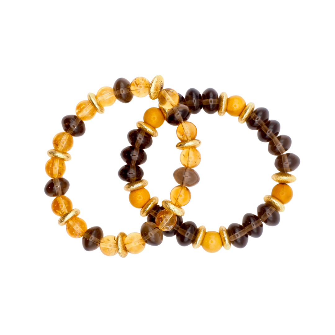 BRACELET QUARTZ FUMÉ & JASPE JAUNE