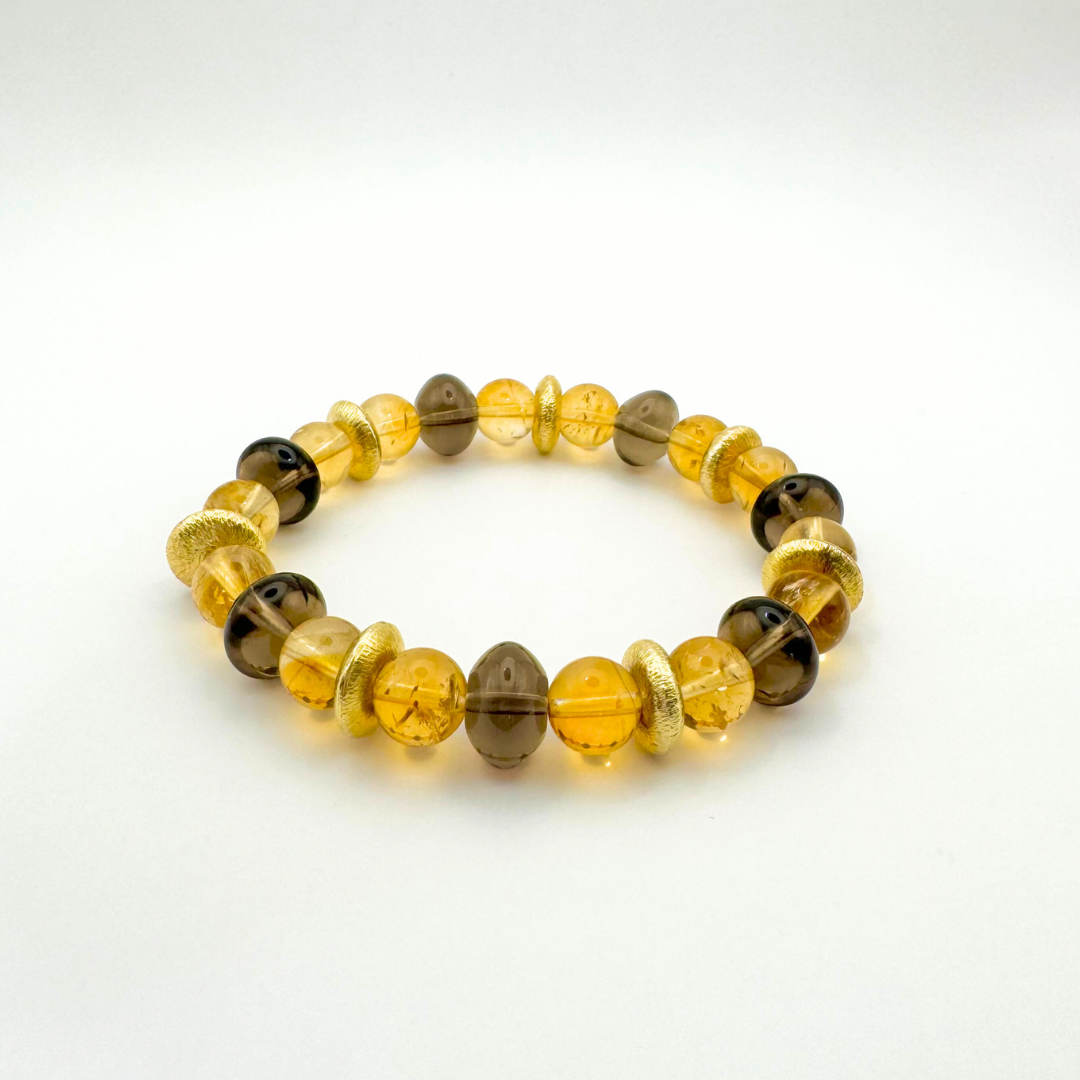 BRACELET CITRINE & QUARTZ FUMÉ