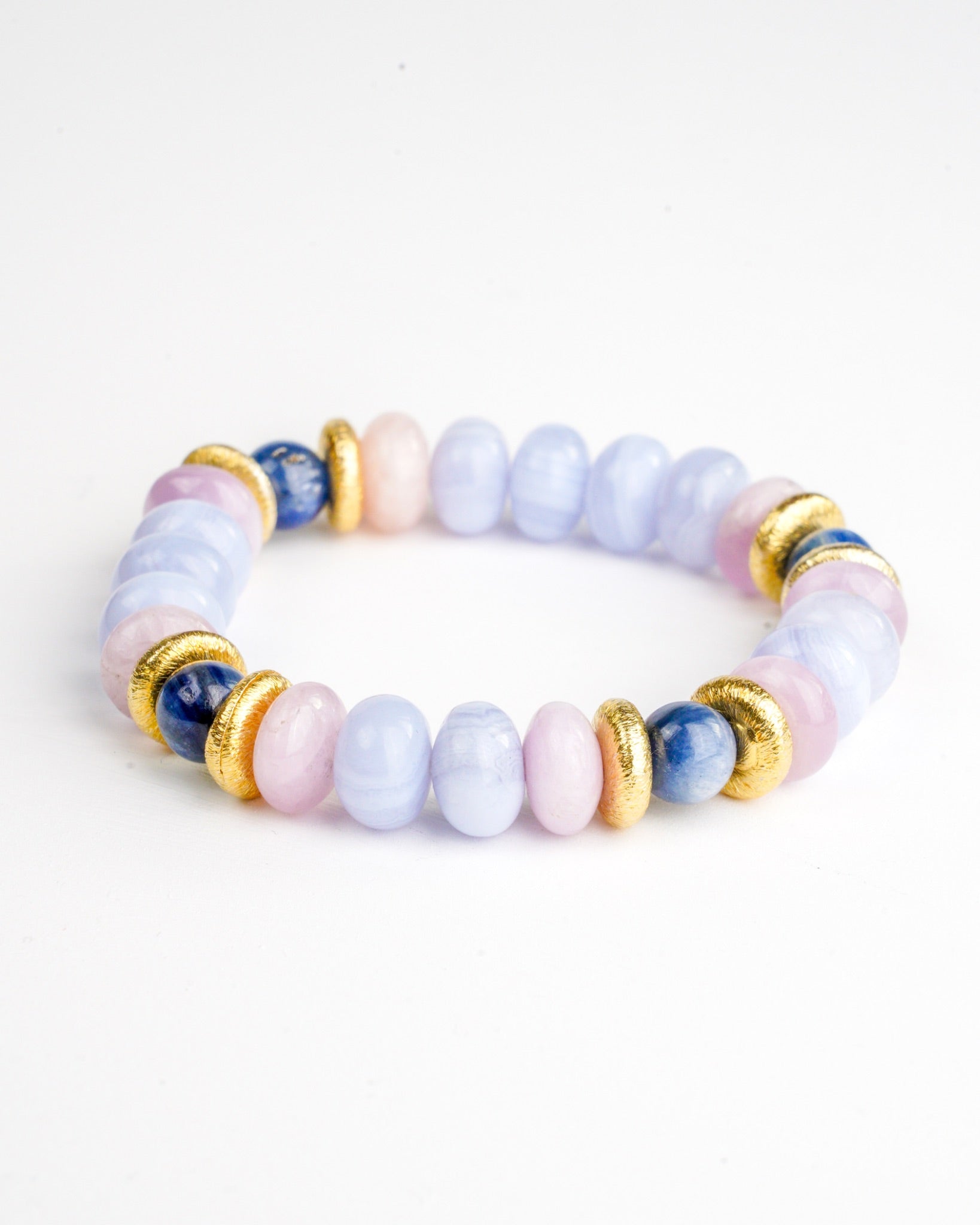 BRACELET CYANITE & KUNZITE & CALCÉDOINE BLEUE
