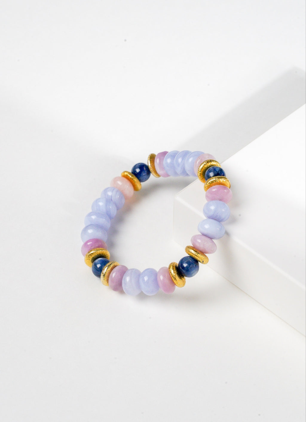 BRACELET CYANITE & KUNZITE & CALCÉDOINE BLEUE
