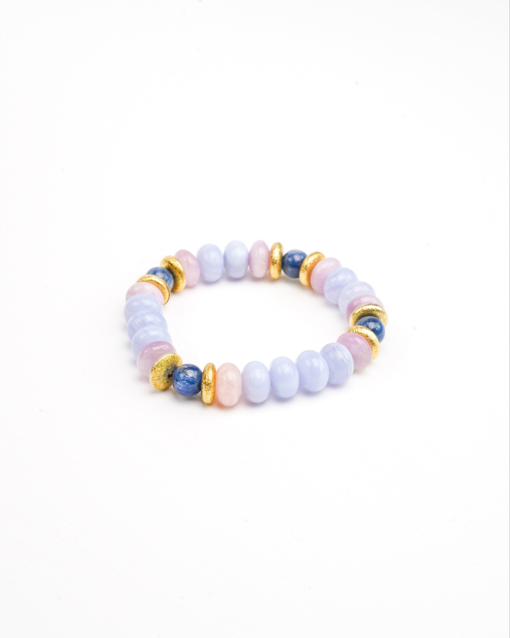 BRACELET CYANITE & KUNZITE & CALCÉDOINE BLEUE