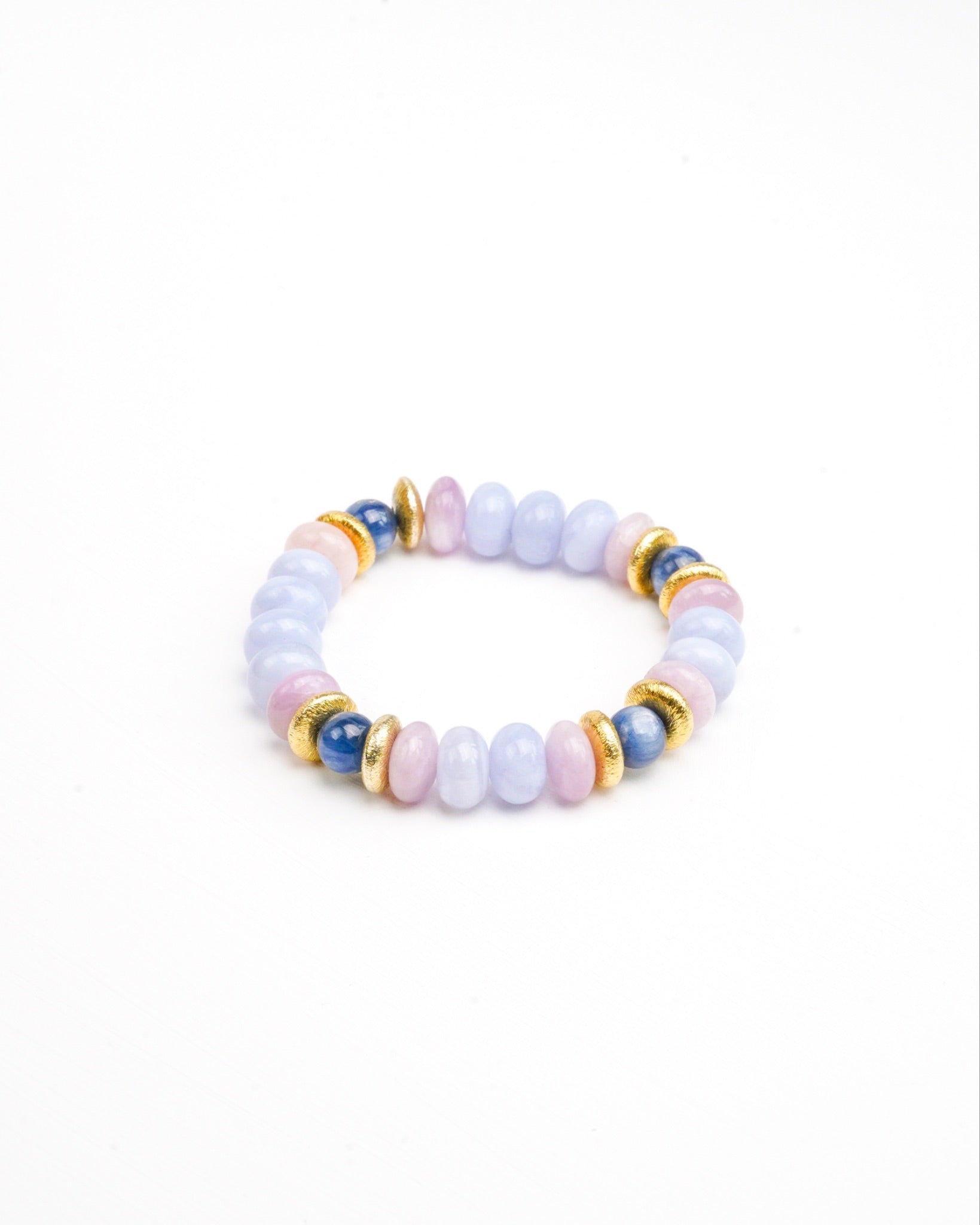 BRACELET CYANITE & KUNZITE & CALCÉDOINE BLEUE