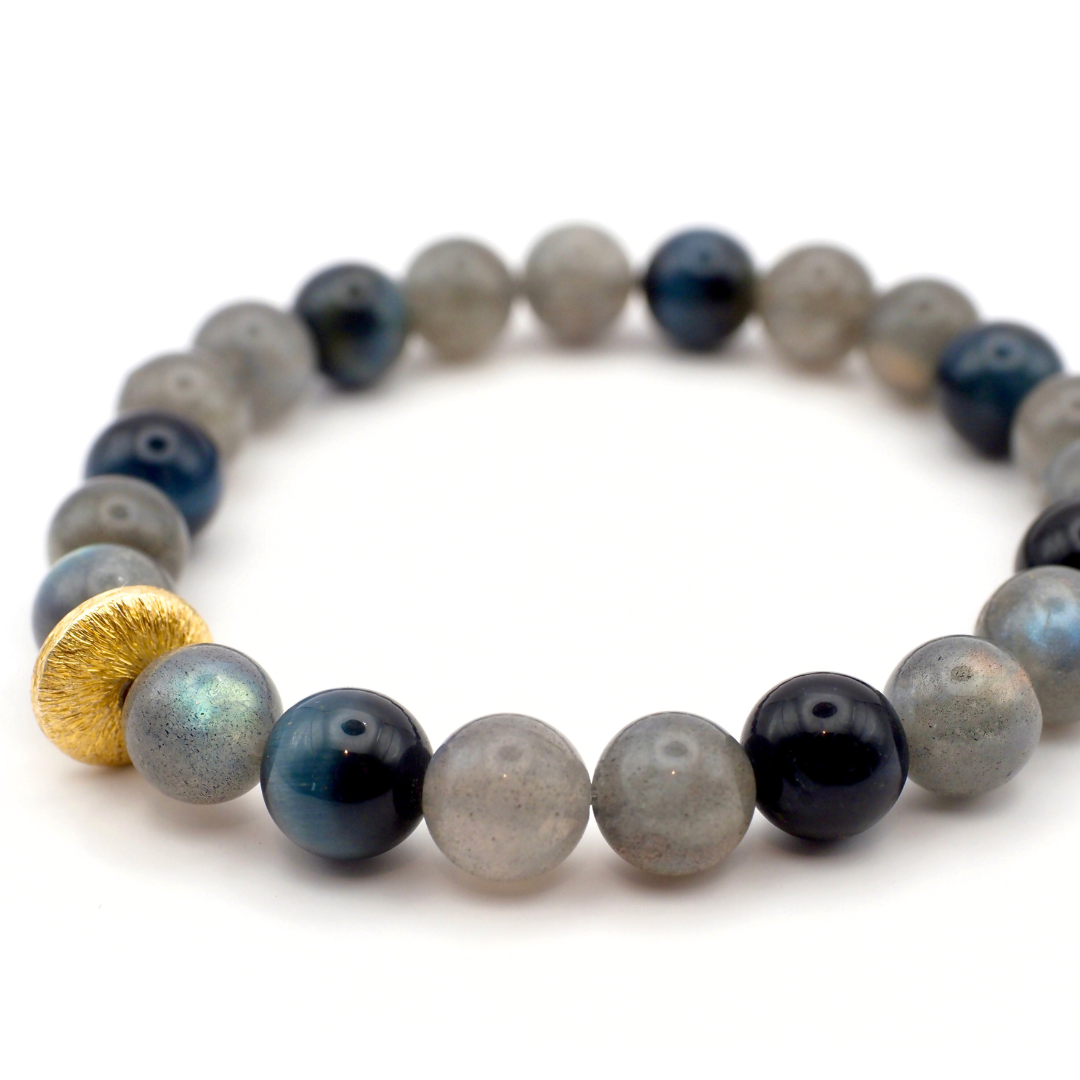 BRACELET LABRADORITE & OEIL DE FAUCON