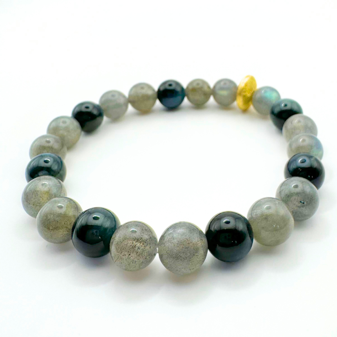 BRACELET LABRADORITE & OEIL DE FAUCON