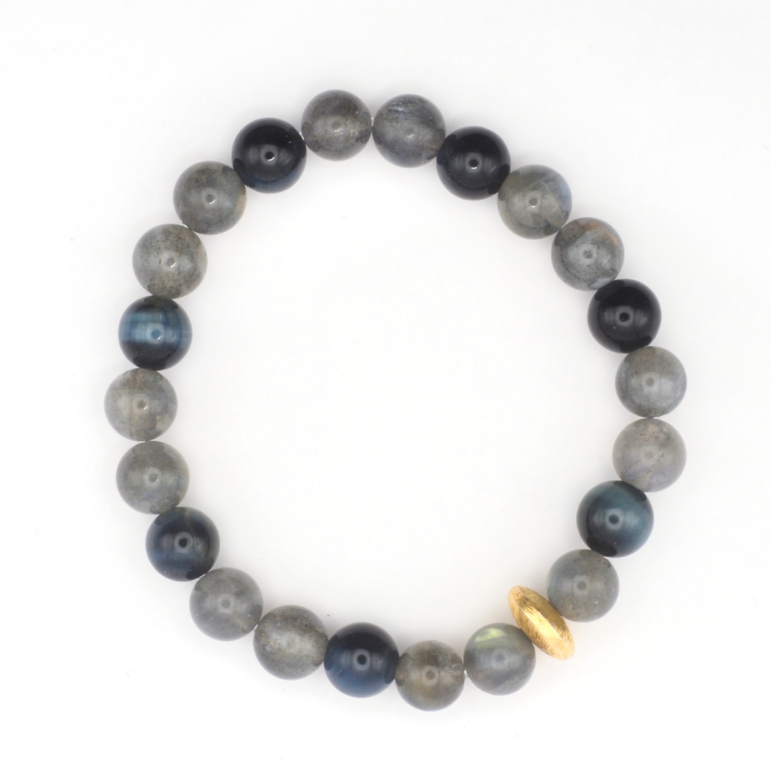 BRACELET LABRADORITE & OEIL DE FAUCON