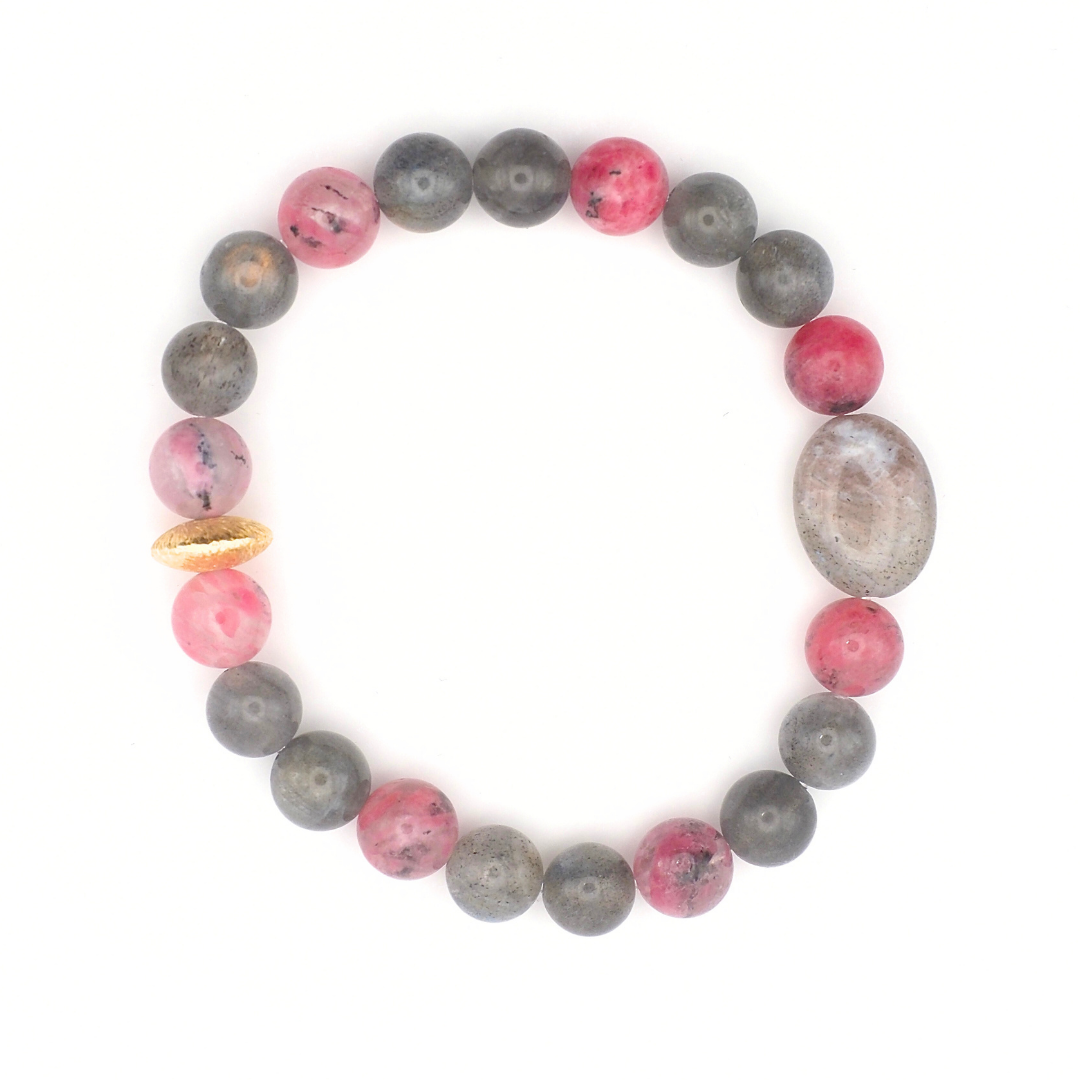 BRACELET LABRADORITE & RHODONITE