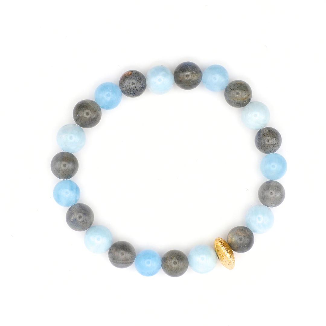 BRACELET LABRADORITE & AIGUE-MARINE
