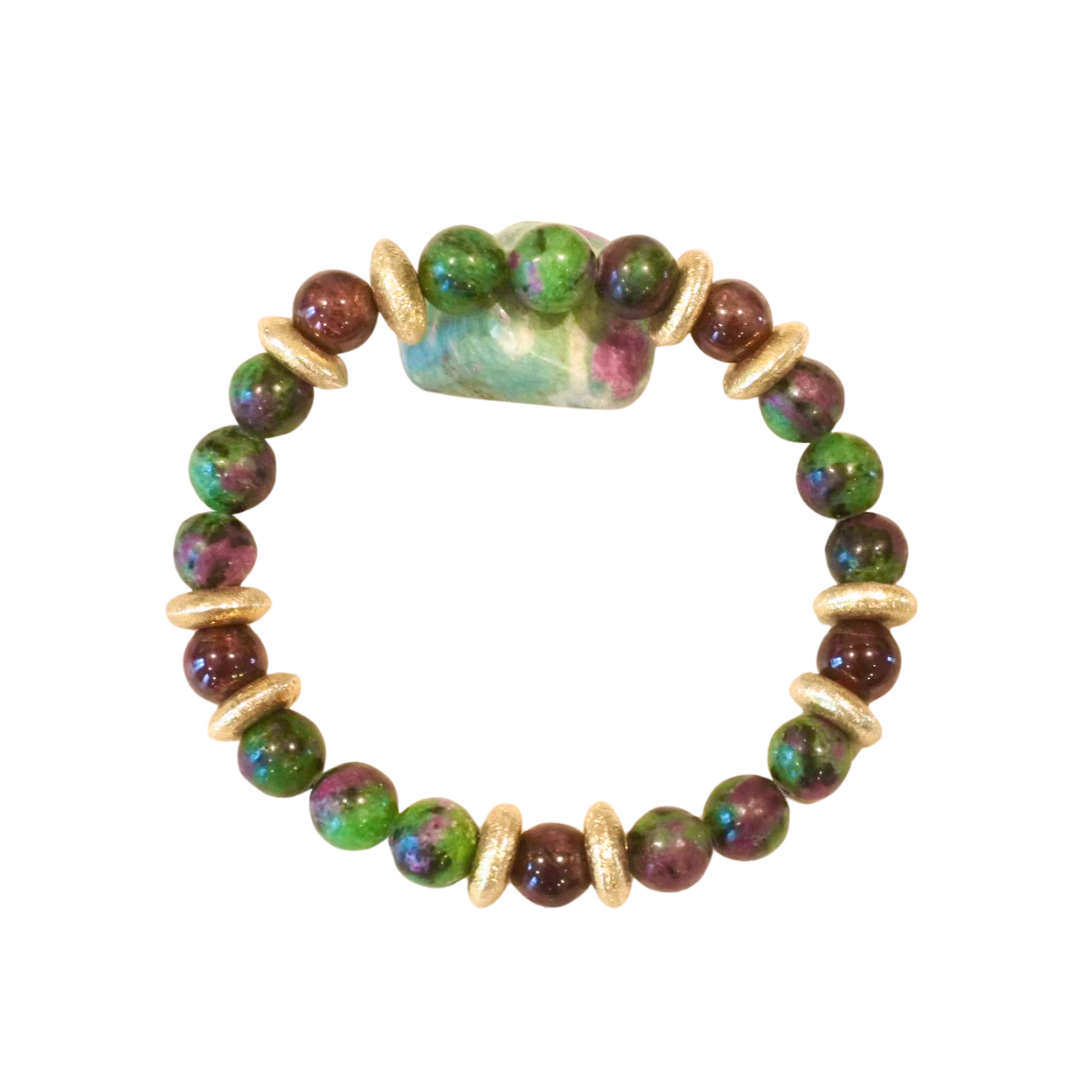 BRACELET RUBIS SUR ZOÏSTE & GRENAT ALMANDIN ET PYROPE